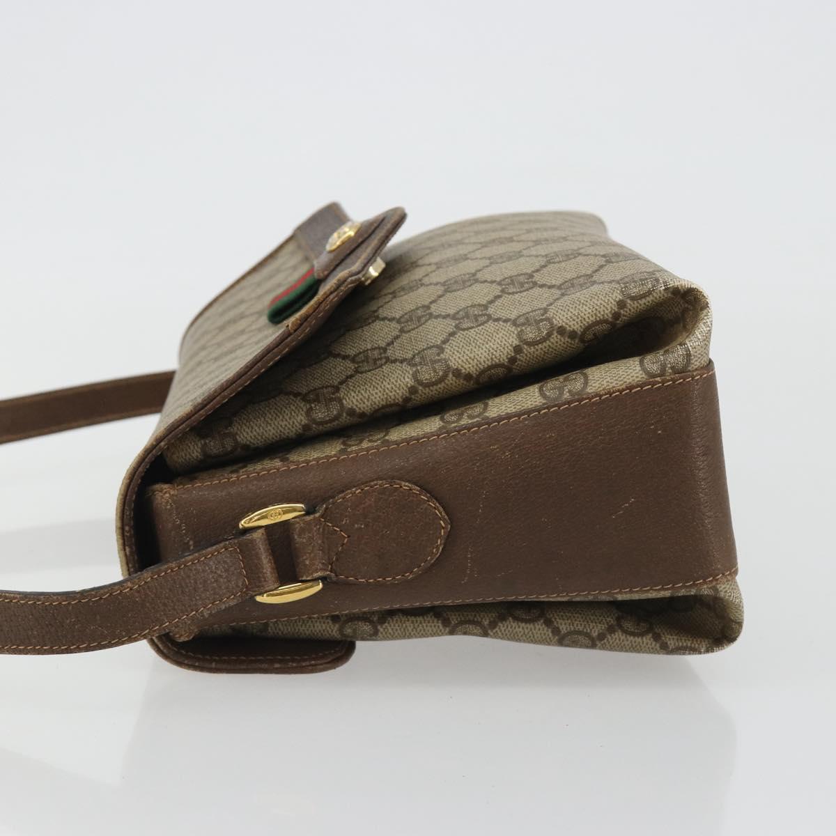 GUCCI GG Supreme Web Sherry Line Bag PVC Beige Gold 904 02 084 Auth 190926