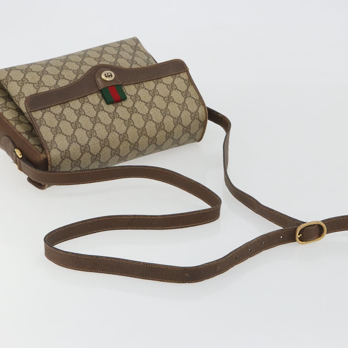 GUCCI GG Supreme Web Sherry Line Bag PVC Beige Gold 904 02 084 Auth 190926