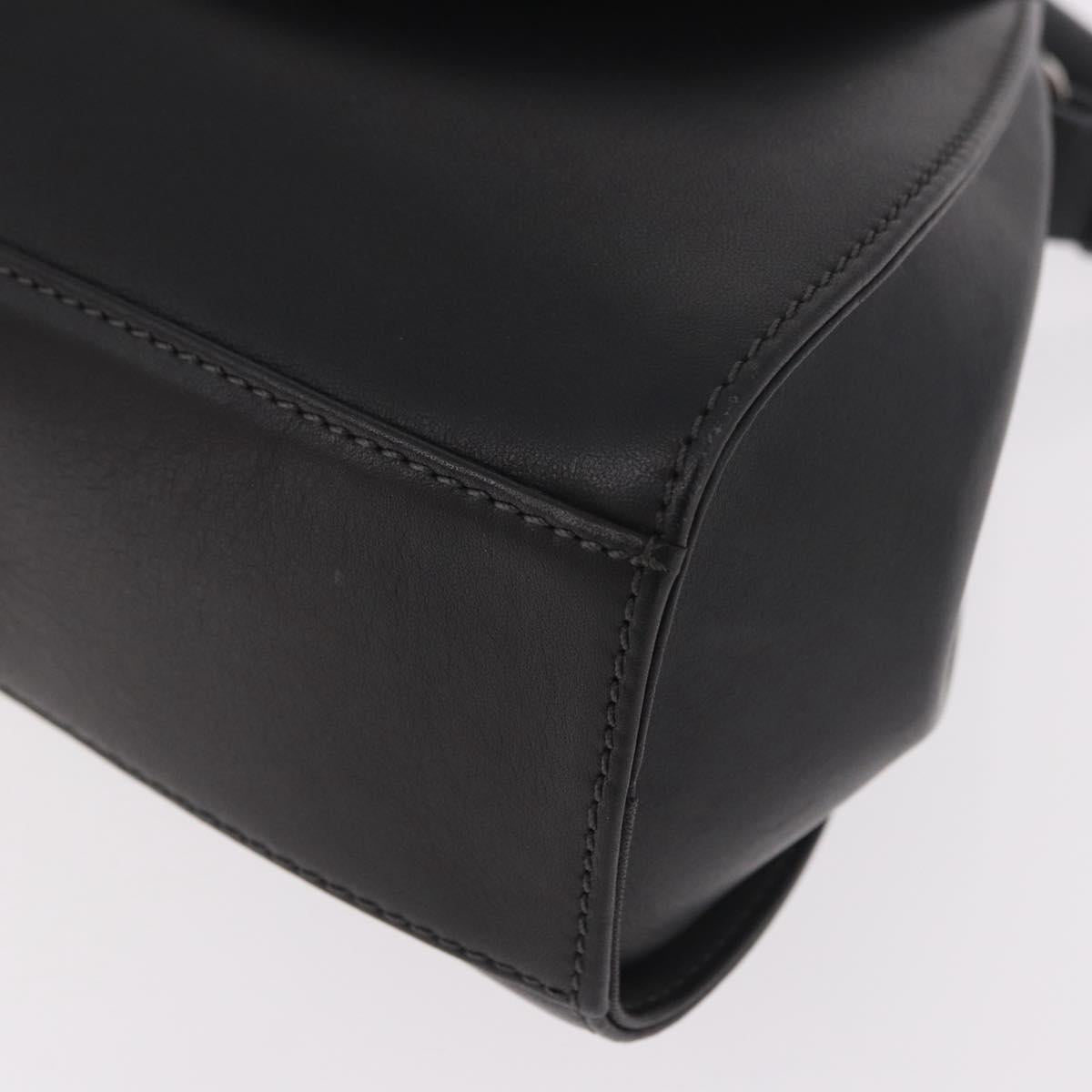 LOEWE Anagram Hand Bag Leather Black Silver Auth 190928A