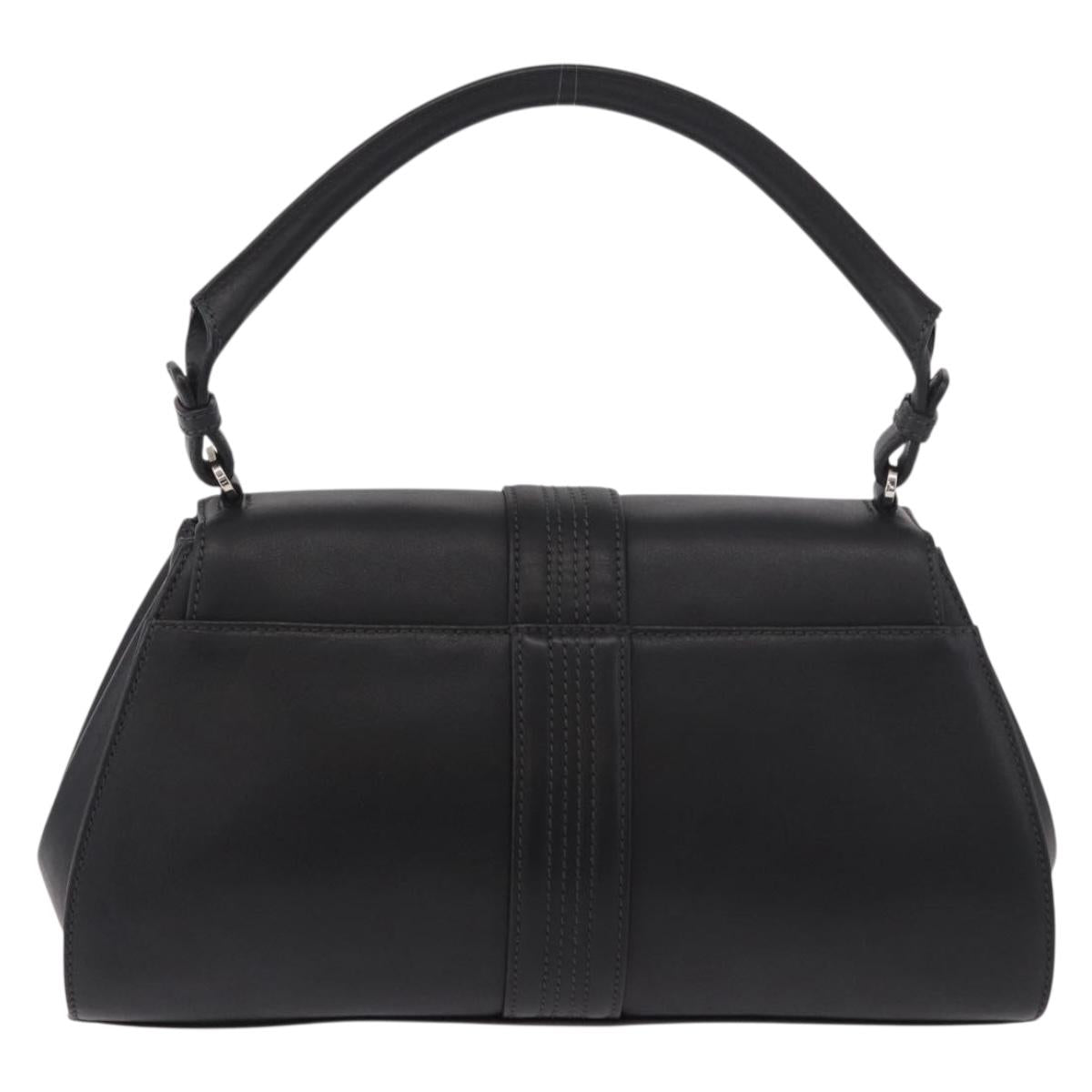 LOEWE Anagram Hand Bag Leather Black Silver Auth 190928A