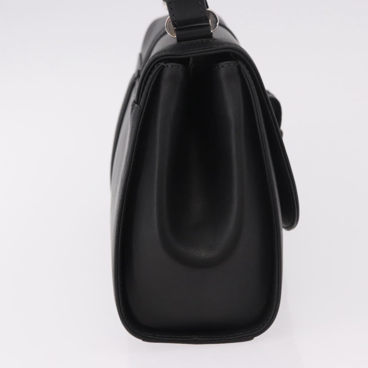 LOEWE Anagram Hand Bag Leather Black Silver Auth 190928A
