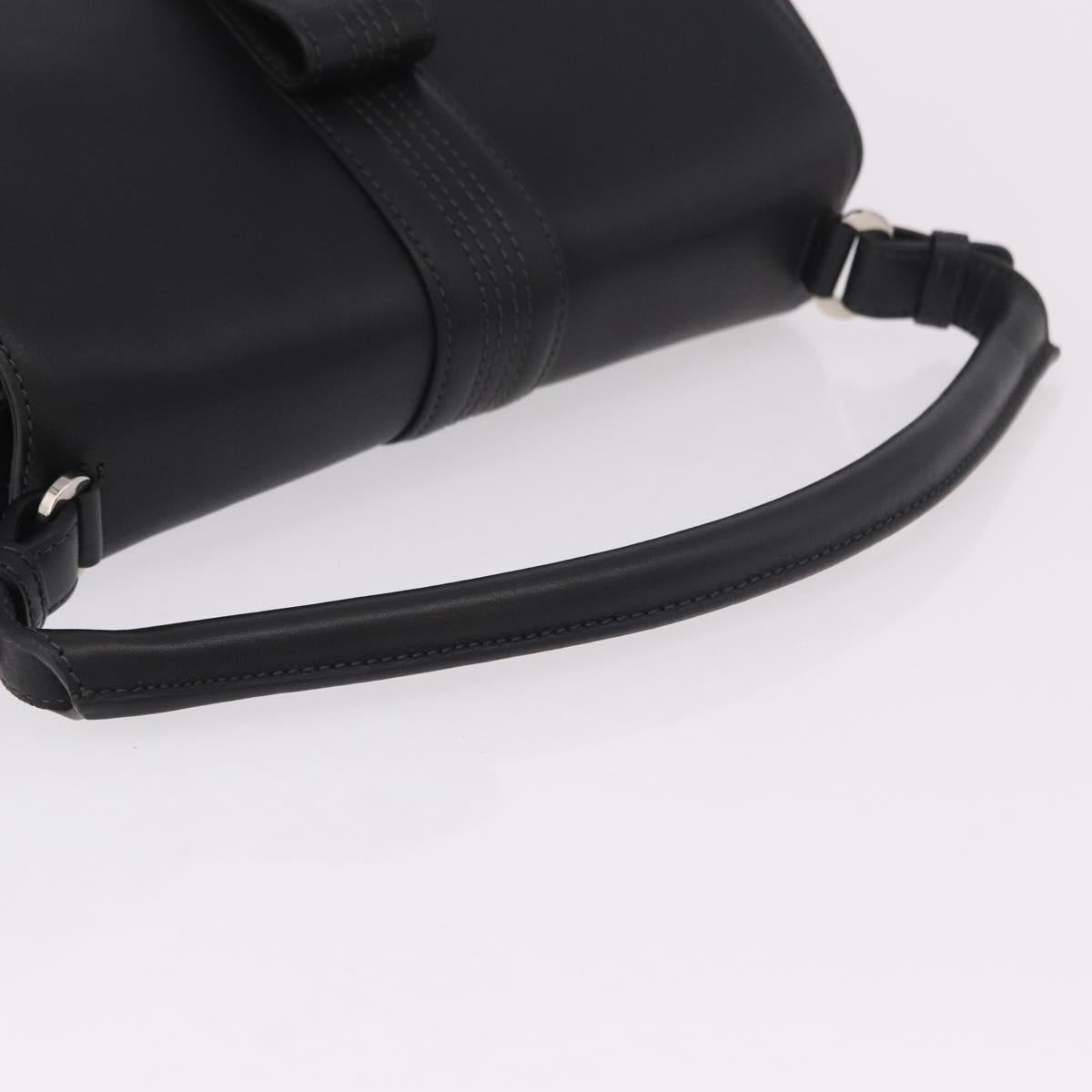 LOEWE Anagram Hand Bag Leather Black Silver Auth 190928A