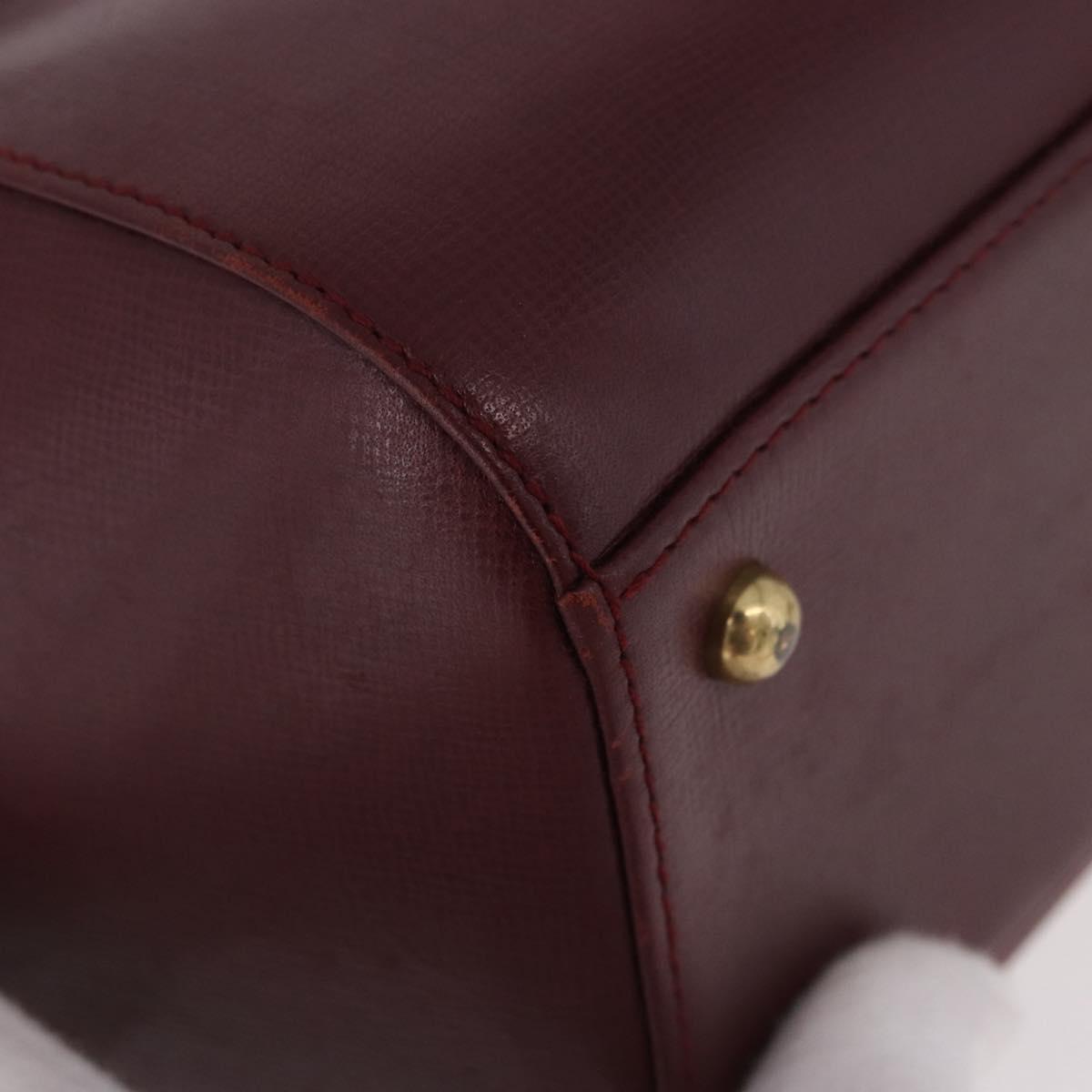 CARTIER Must Line Hand Bag Leather Bordeaux Gold Auth 190929
