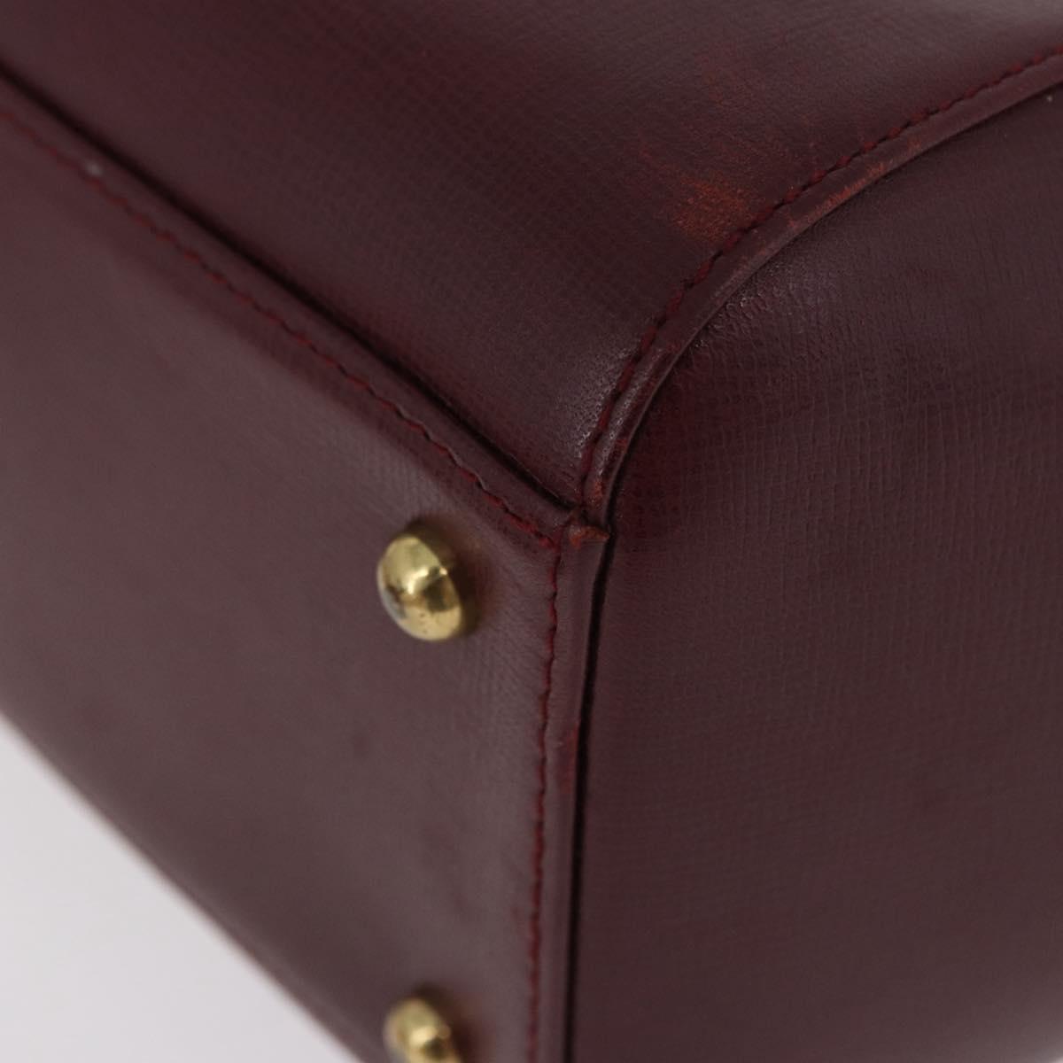 CARTIER Must Line Hand Bag Leather Bordeaux Gold Auth 190929