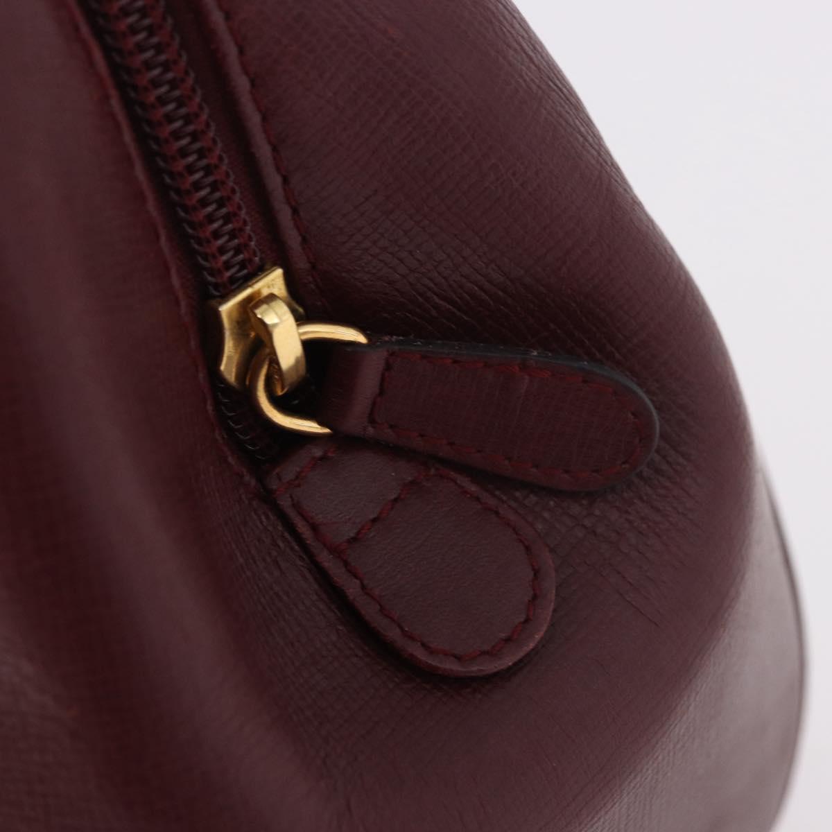 CARTIER Must Line Hand Bag Leather Bordeaux Gold Auth 190929