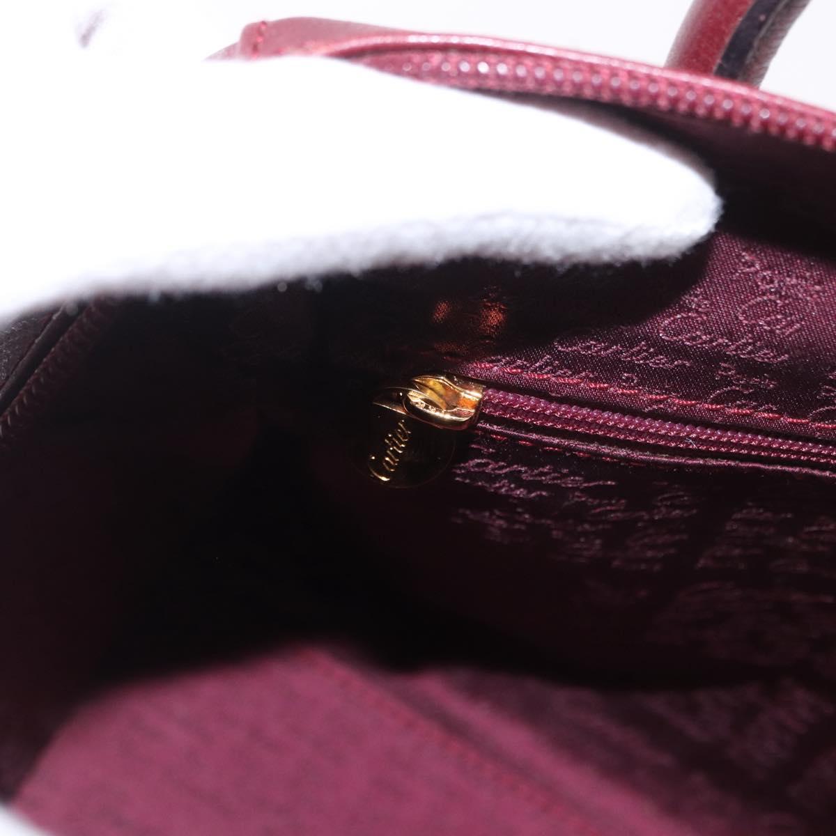 CARTIER Must Line Hand Bag Leather Bordeaux Gold Auth 190929