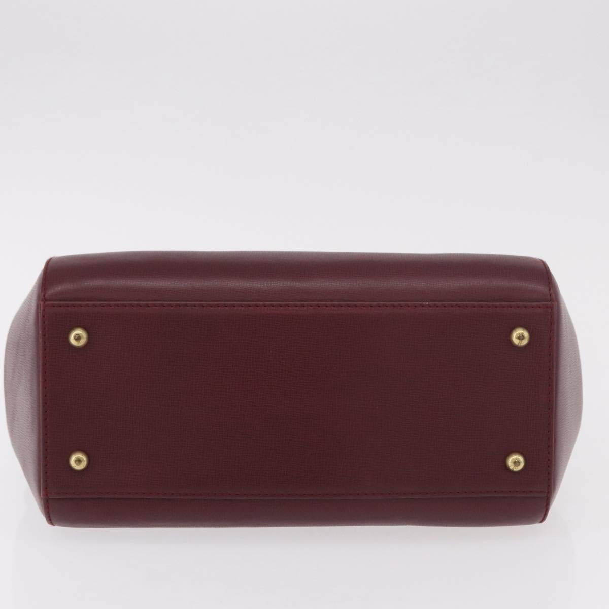 CARTIER Must Line Hand Bag Leather Bordeaux Gold Auth 190929