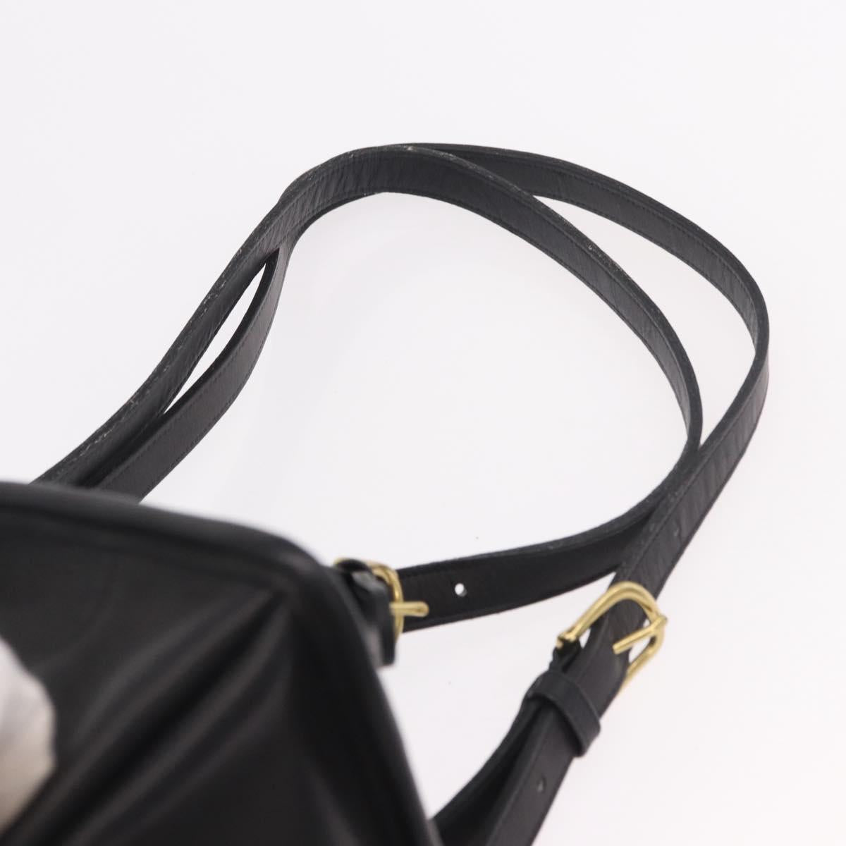 Coach Backpack Leather Black Gold Auth 190933A