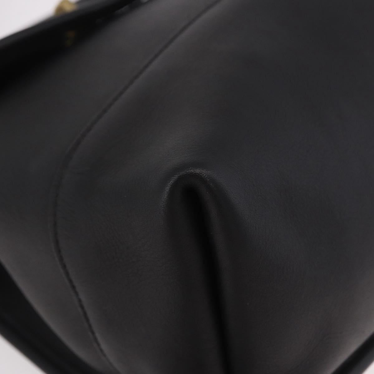 Coach Backpack Leather Black Gold Auth 190933A