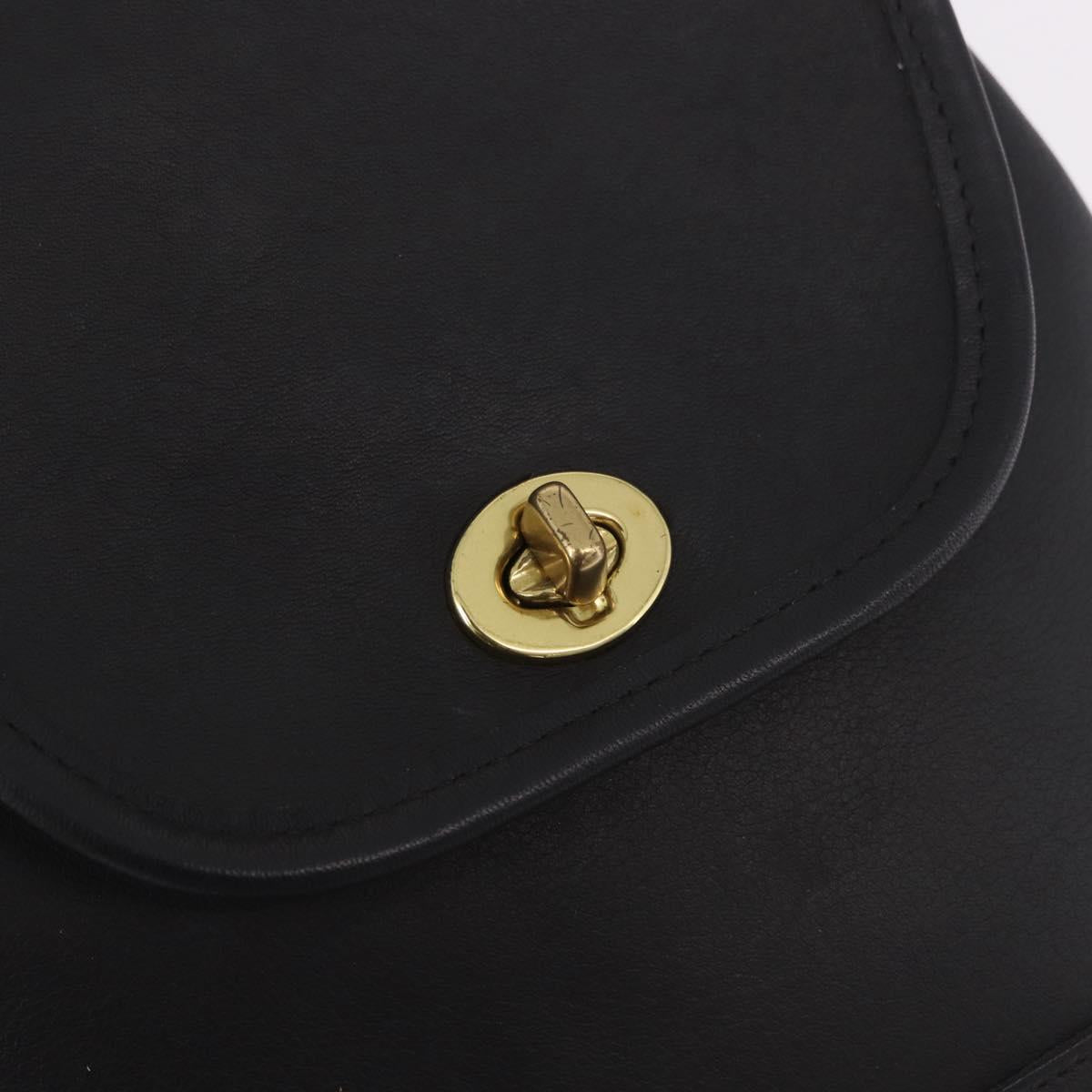 Coach Backpack Leather Black Gold Auth 190933A