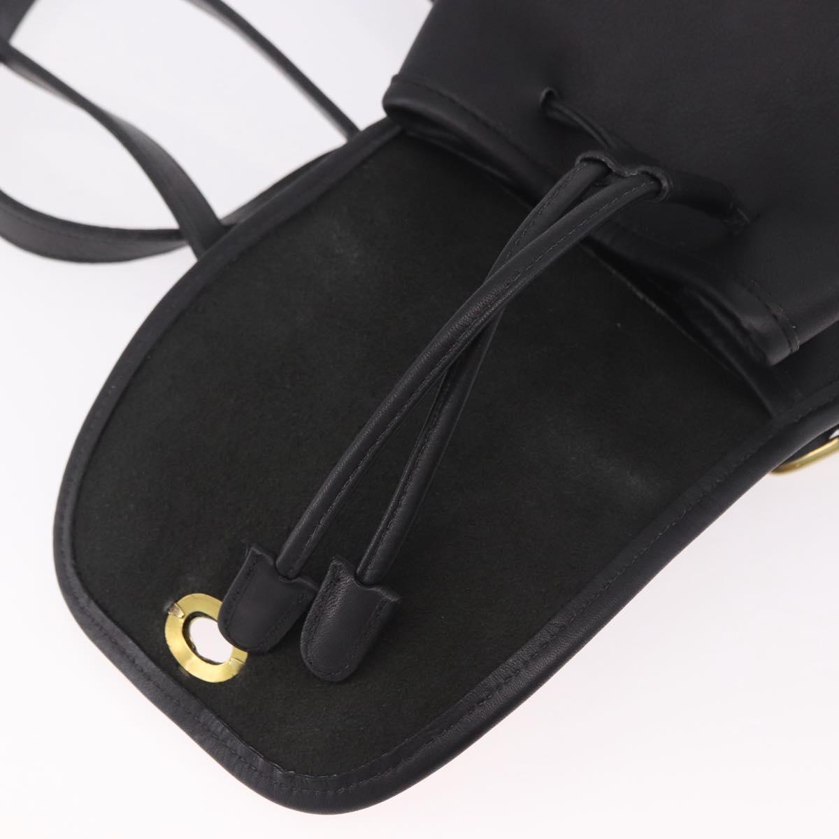 Coach Backpack Leather Black Gold Auth 190933A