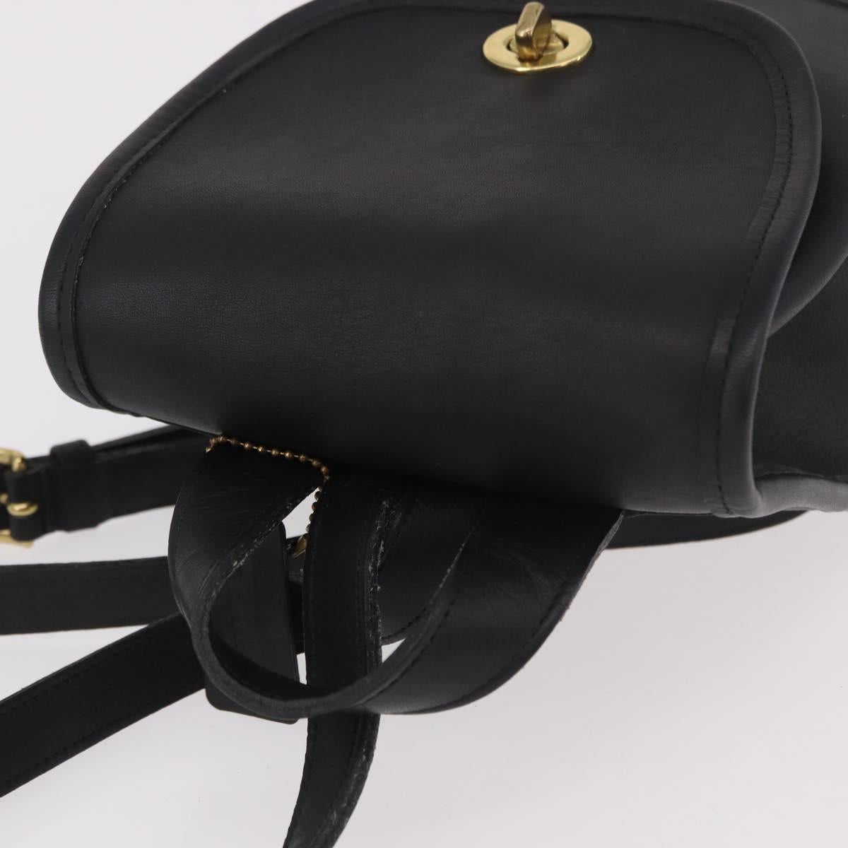 Coach Backpack Leather Black Gold Auth 190933A