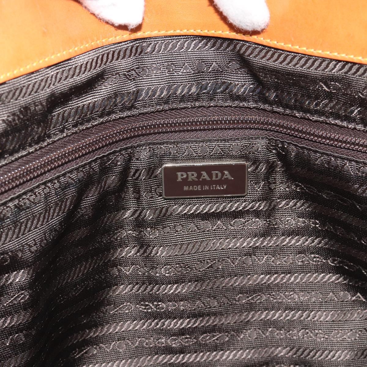 PRADA Boston Bag Canvas Brown Silver Auth 190935A
