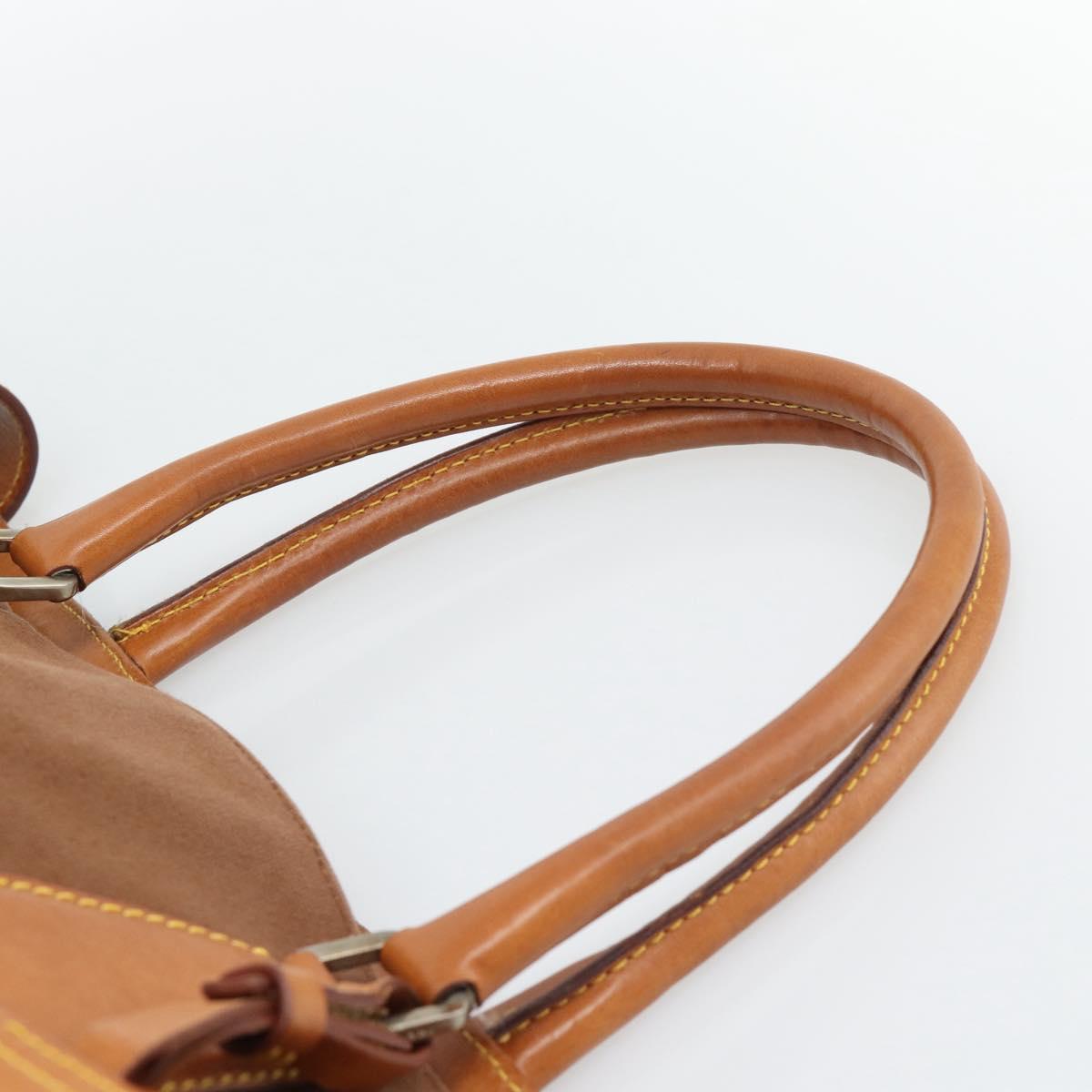 PRADA Boston Bag Canvas Brown Silver Auth 190935A
