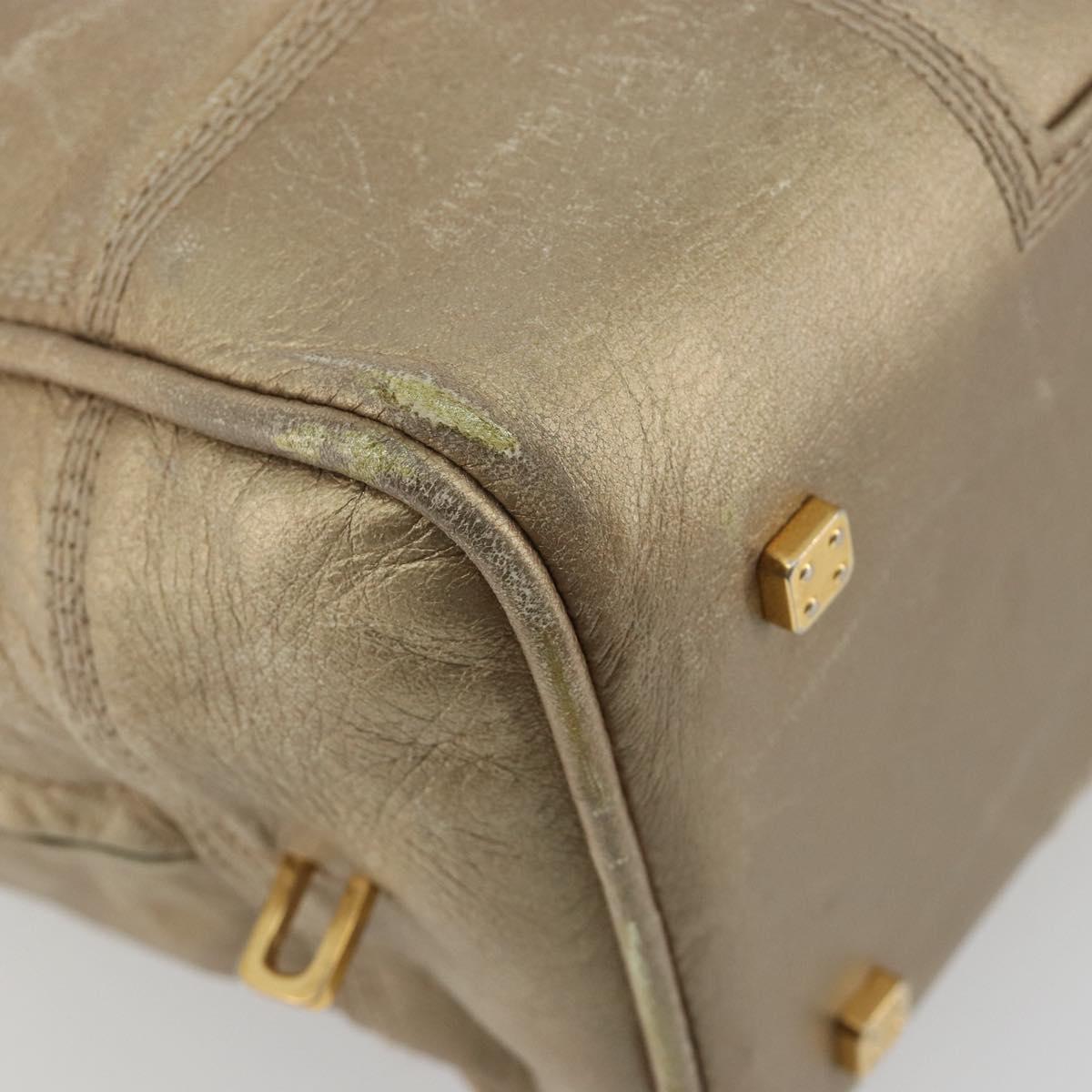 LOEWE Anagram Amazona 36 Hand Bag Leather Gold Auth 190941