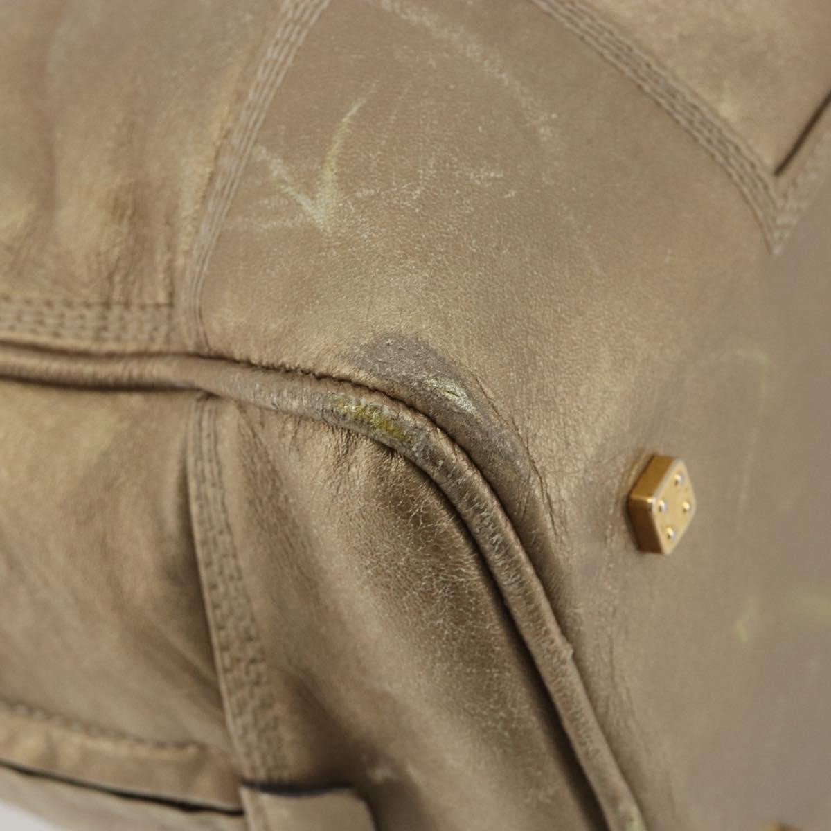 LOEWE Anagram Amazona 36 Hand Bag Leather Gold Auth 190941