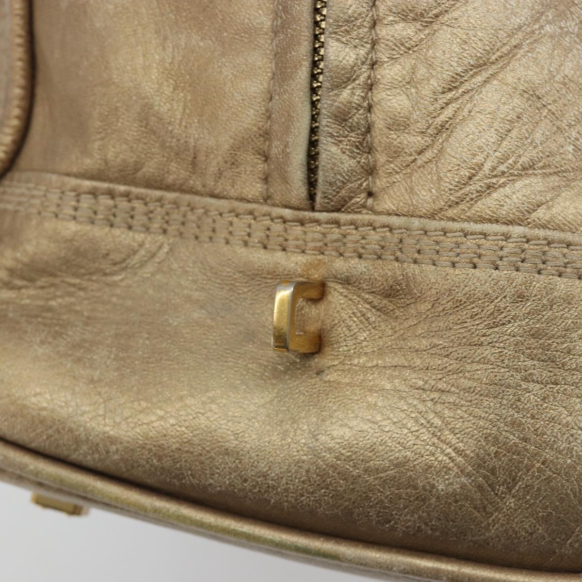 LOEWE Anagram Amazona 36 Hand Bag Leather Gold Auth 190941
