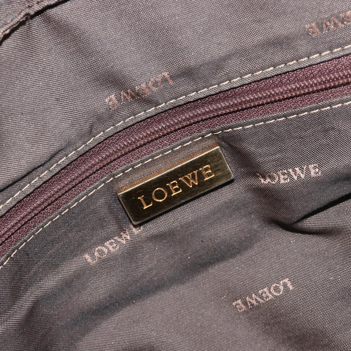 LOEWE Anagram Amazona 36 Hand Bag Leather Gold Auth 190941