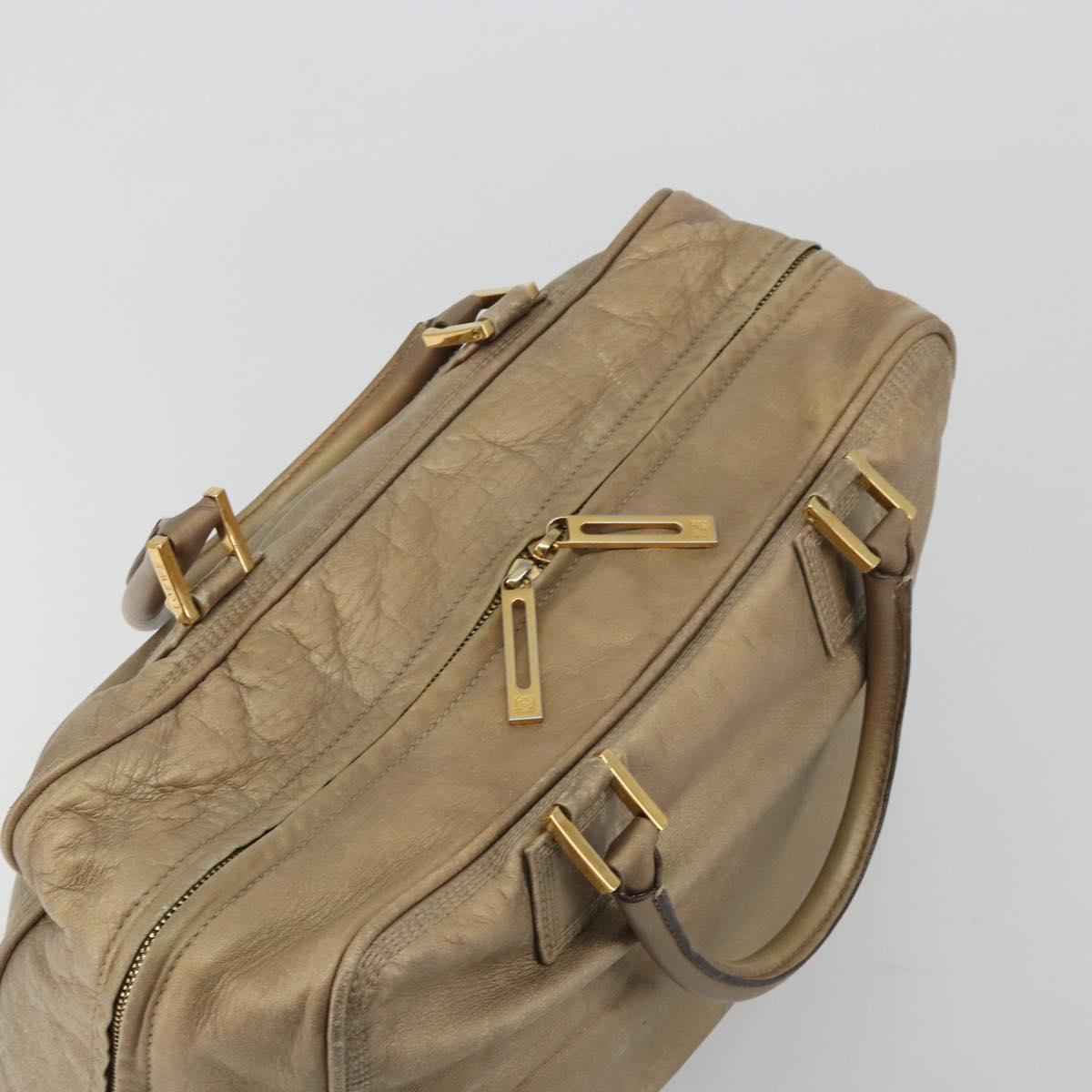LOEWE Anagram Amazona 36 Hand Bag Leather Gold Auth 190941