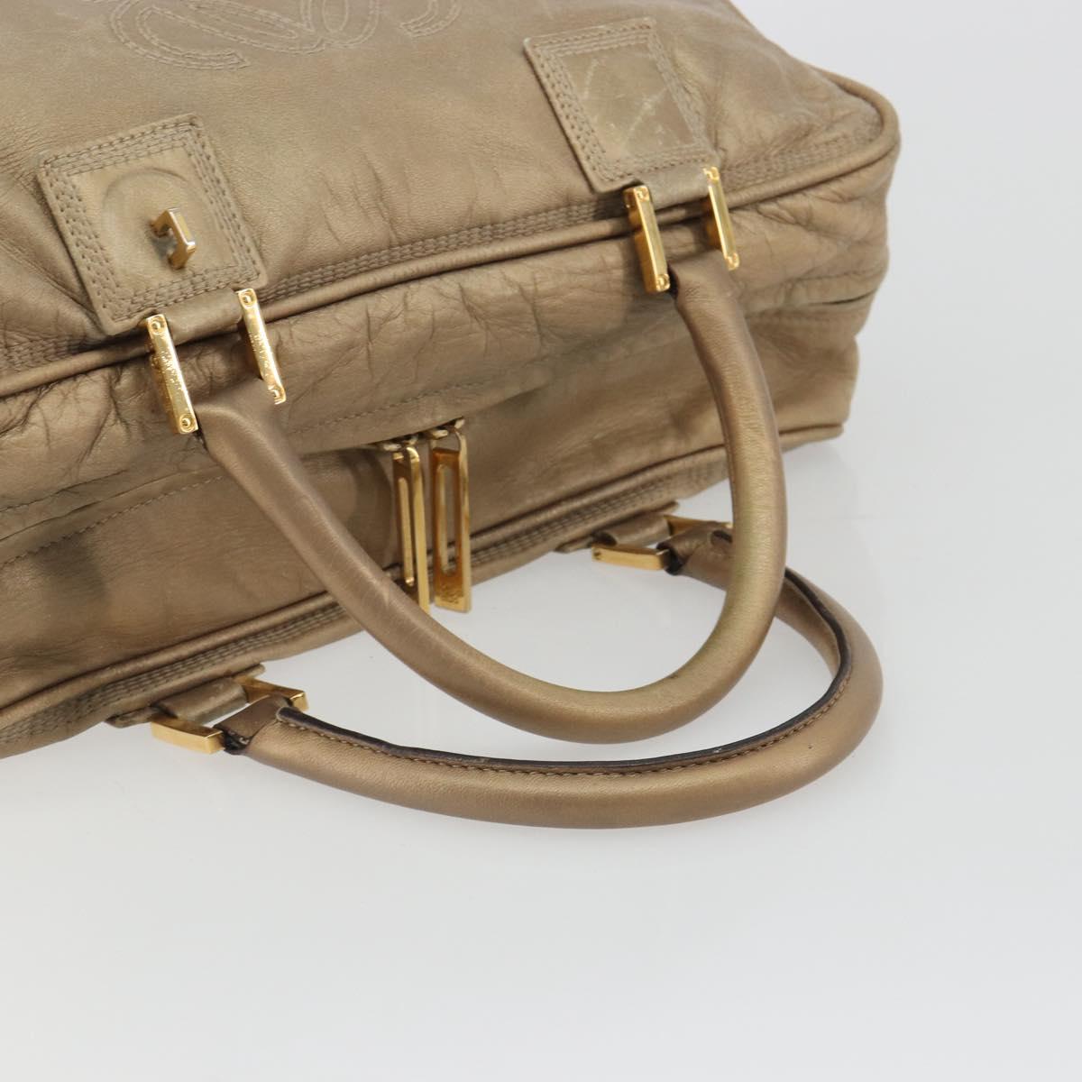 LOEWE Anagram Amazona 36 Hand Bag Leather Gold Auth 190941