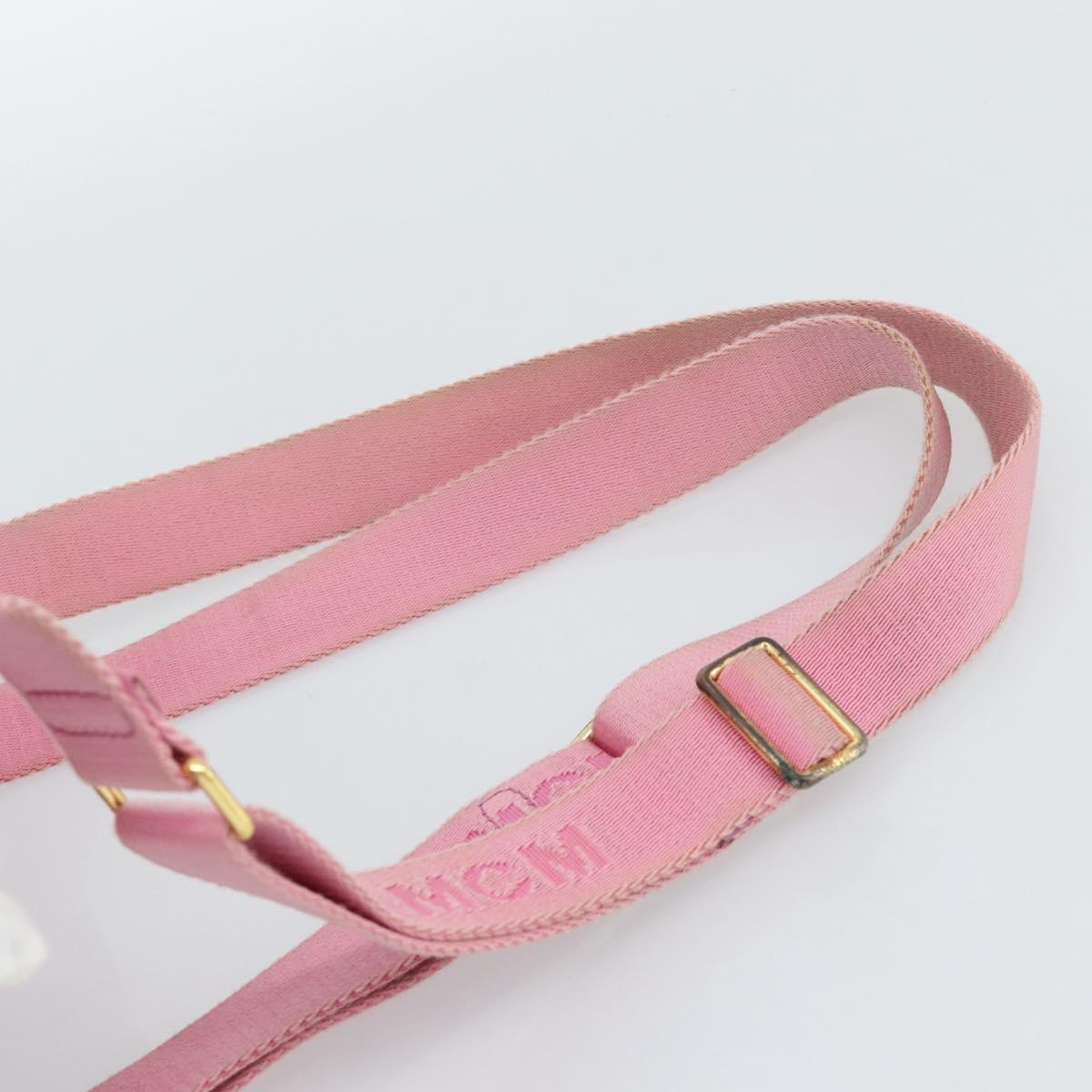 MCM Vicetos Logogram Studs Backpack Leather Pink Gold Auth 190946