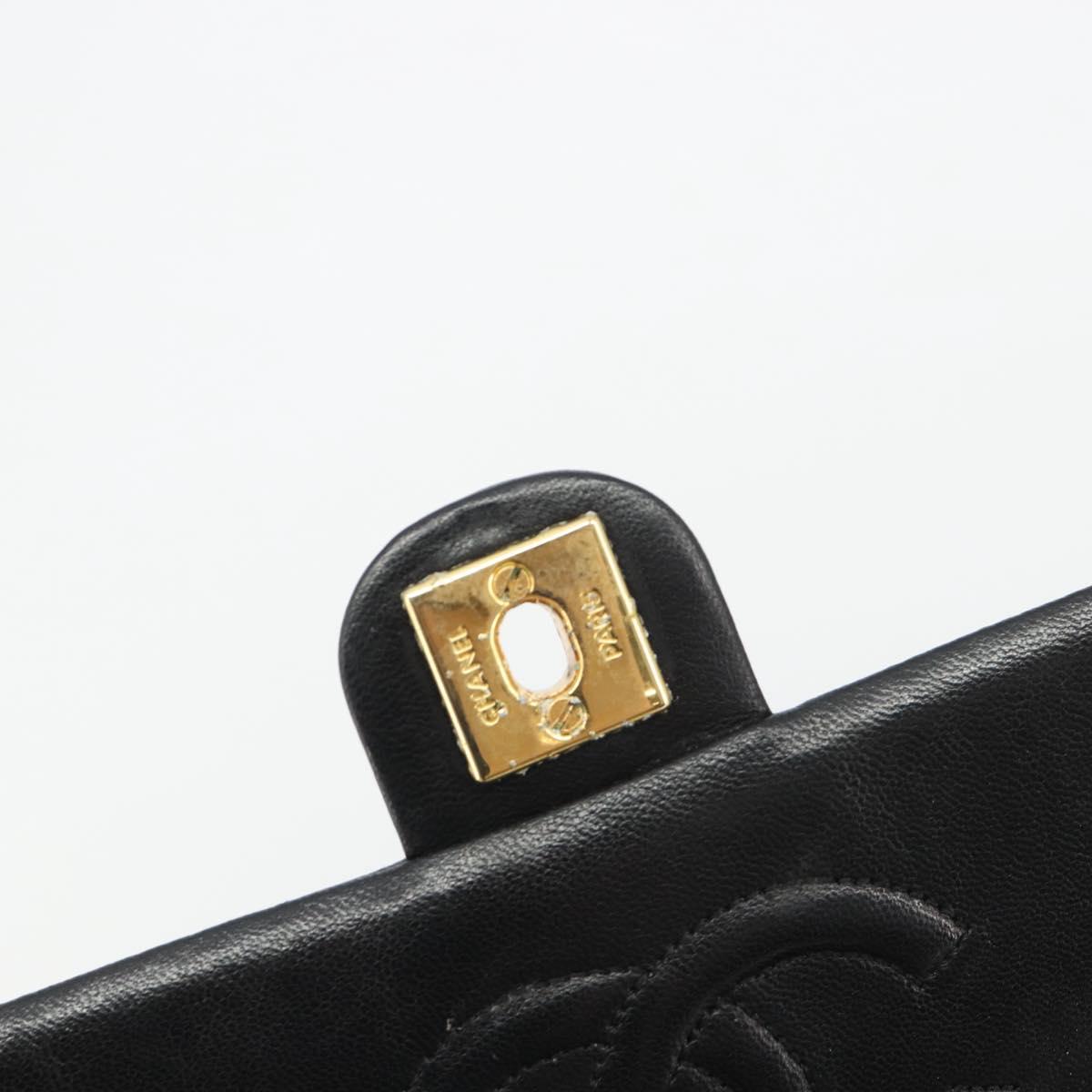 CHANEL Matelasse 20 Chain Shoulder Bag Lamb Skin Black Gold CC Auth 190950SAM