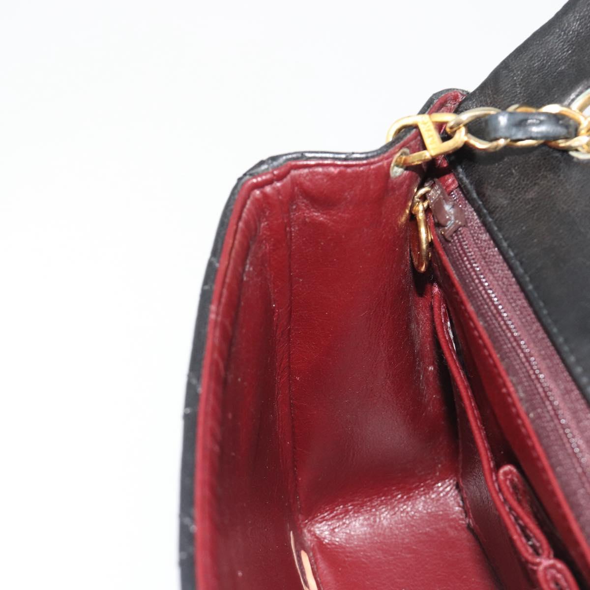 CHANEL Matelasse 20 Chain Shoulder Bag Lamb Skin Black Gold CC Auth 190950SAM