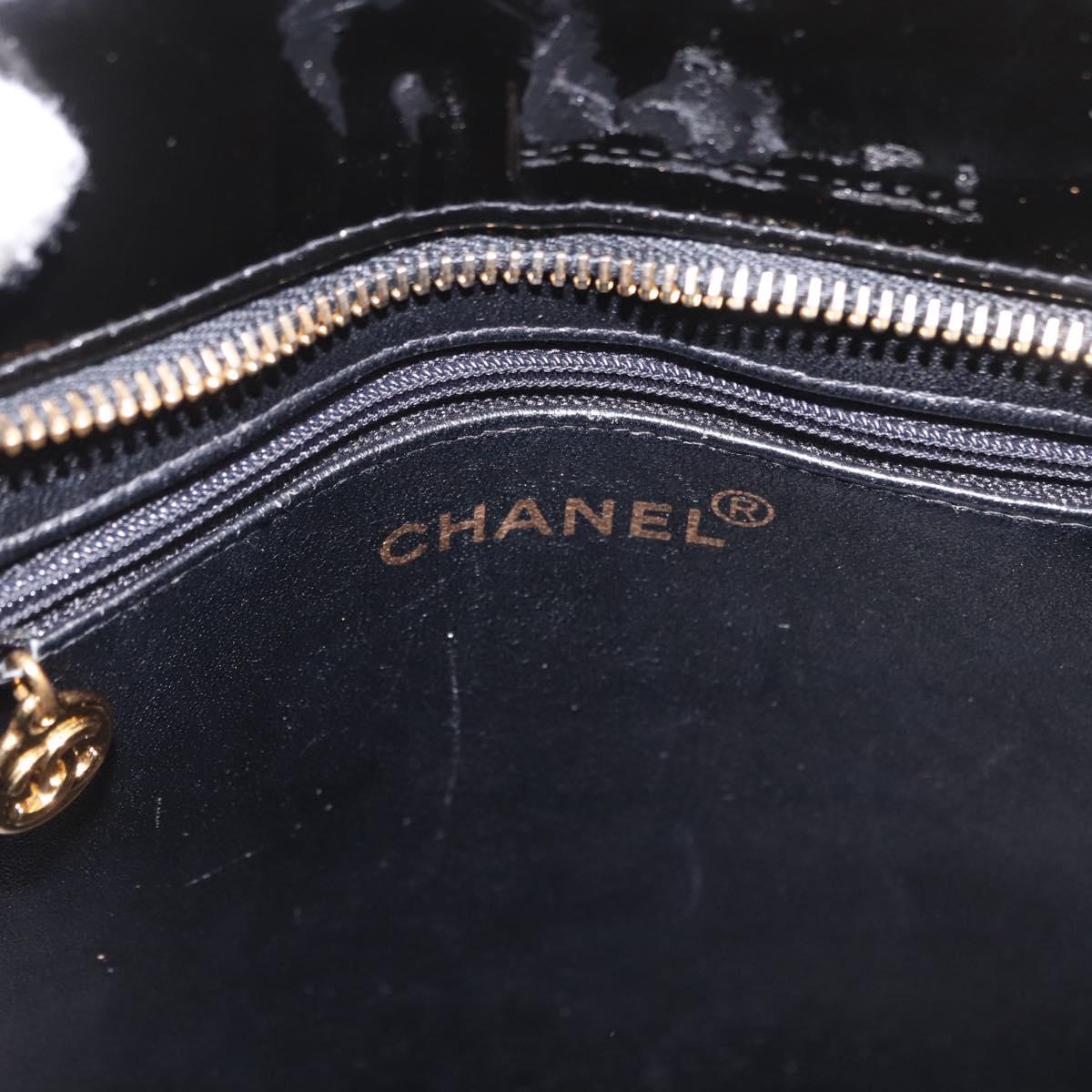 CHANEL Reissue Tote Bag Patent Black Gold CC Auth 190951