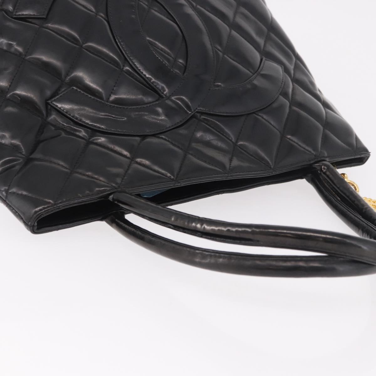 CHANEL Reissue Tote Bag Patent Black Gold CC Auth 190951
