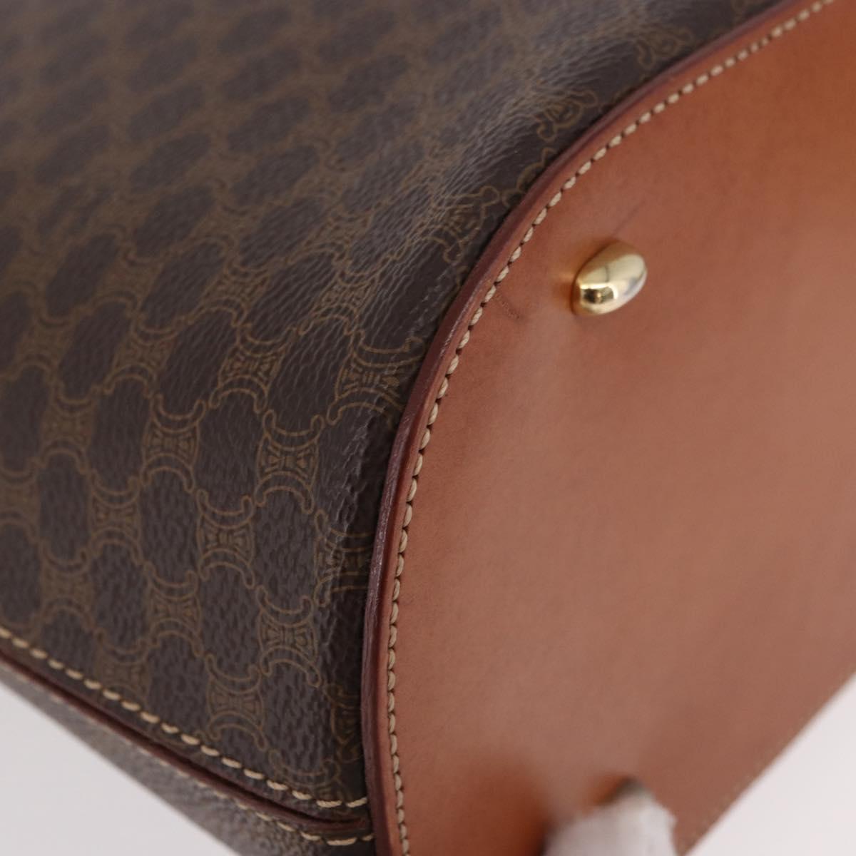 CELINE Macadam Hand Bag PVC Leather Brown Gold Auth 190952A
