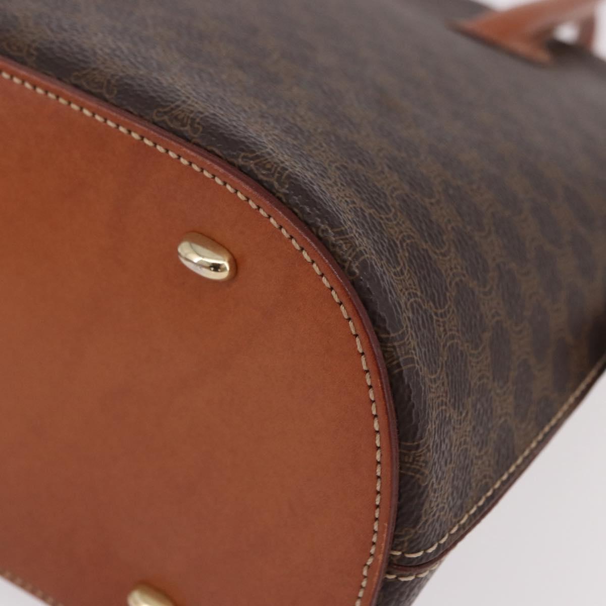 CELINE Macadam Hand Bag PVC Leather Brown Gold Auth 190952A