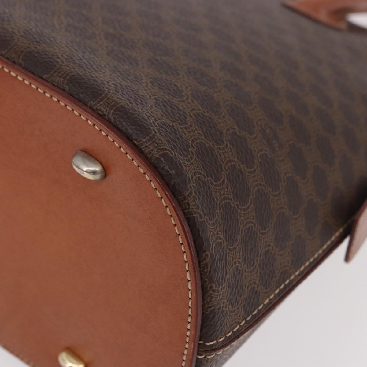 CELINE Macadam Hand Bag PVC Leather Brown Gold Auth 190952A