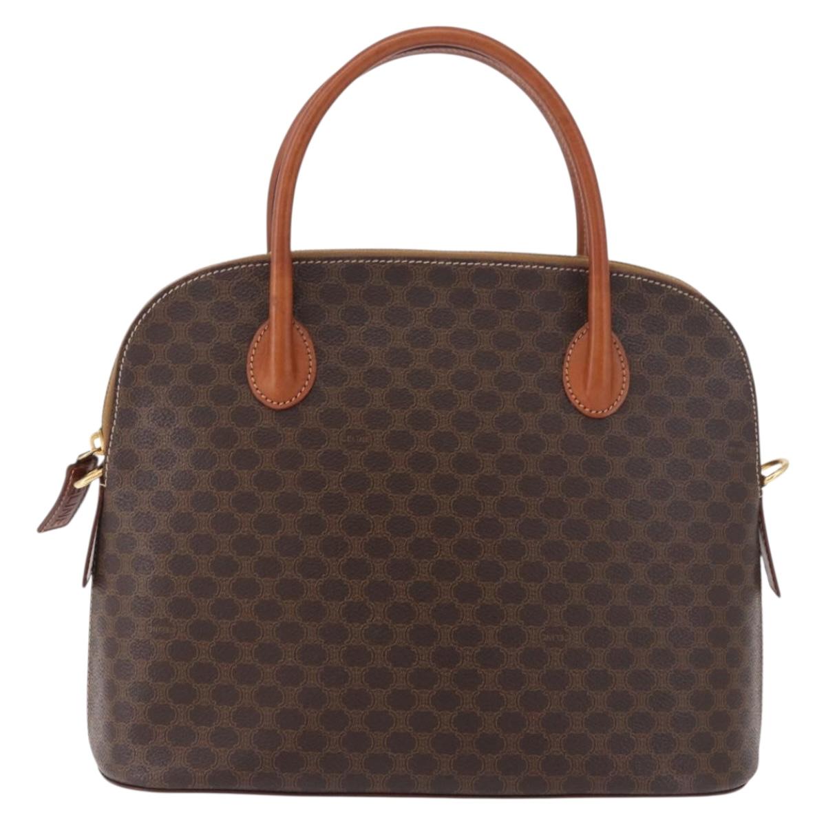 CELINE Macadam Hand Bag PVC Leather Brown Gold Auth 190952A