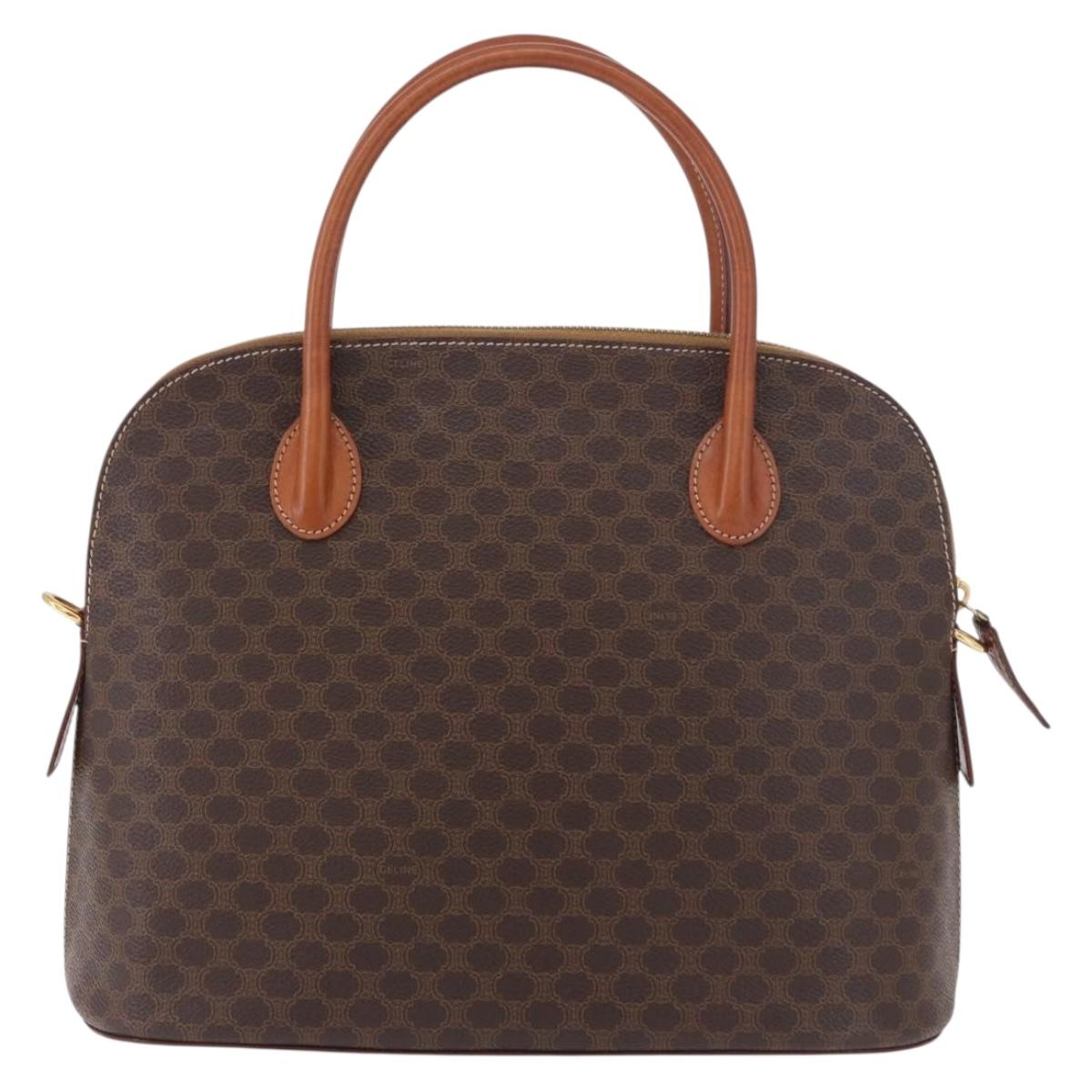 CELINE Macadam Hand Bag PVC Leather Brown Gold Auth 190952A