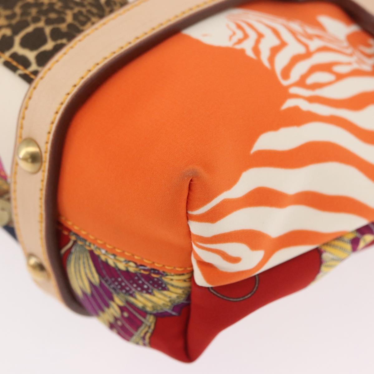 Salvatore Ferragamo Hand Bag Canvas Multicolor Gold Auth 190954