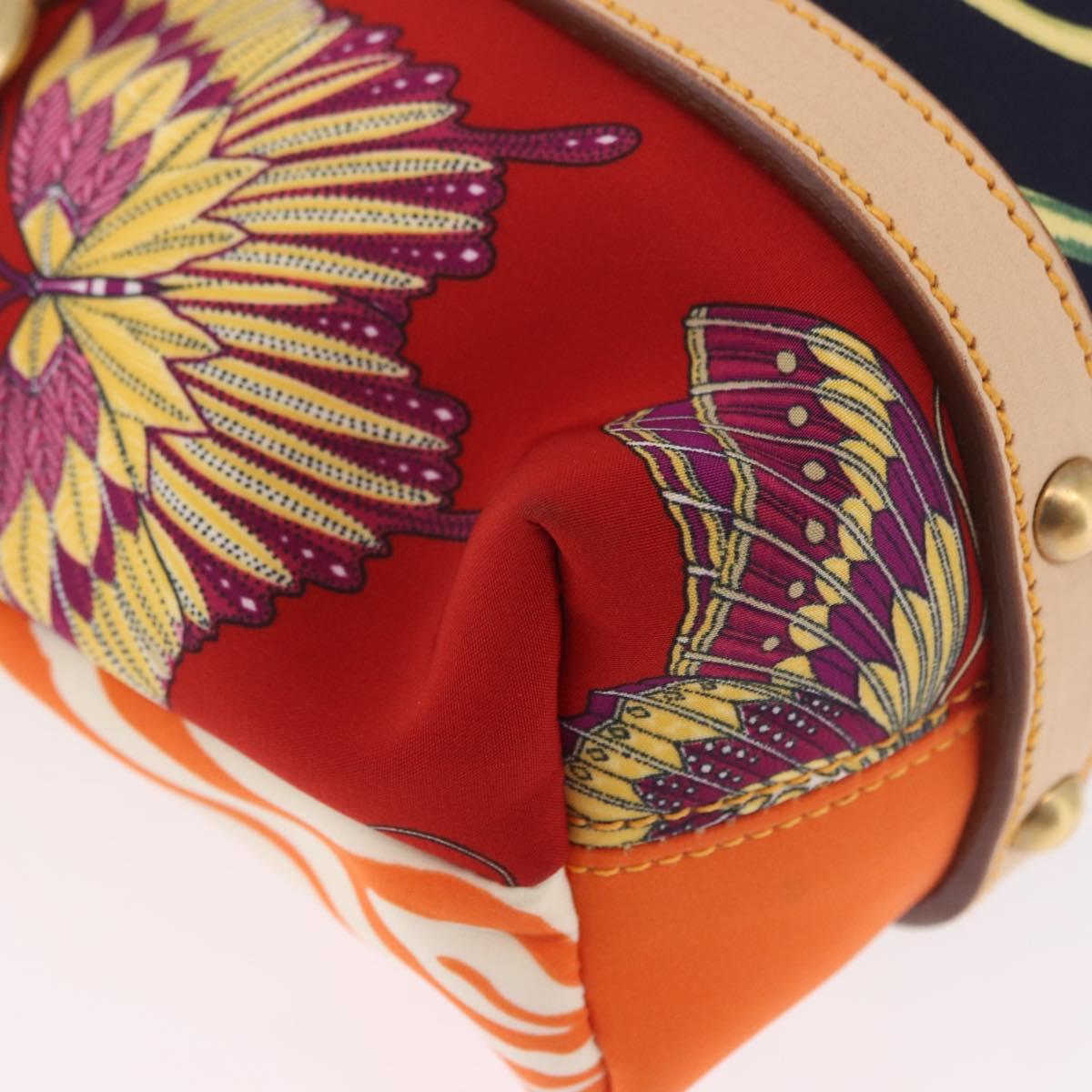 Salvatore Ferragamo Hand Bag Canvas Multicolor Gold Auth 190954