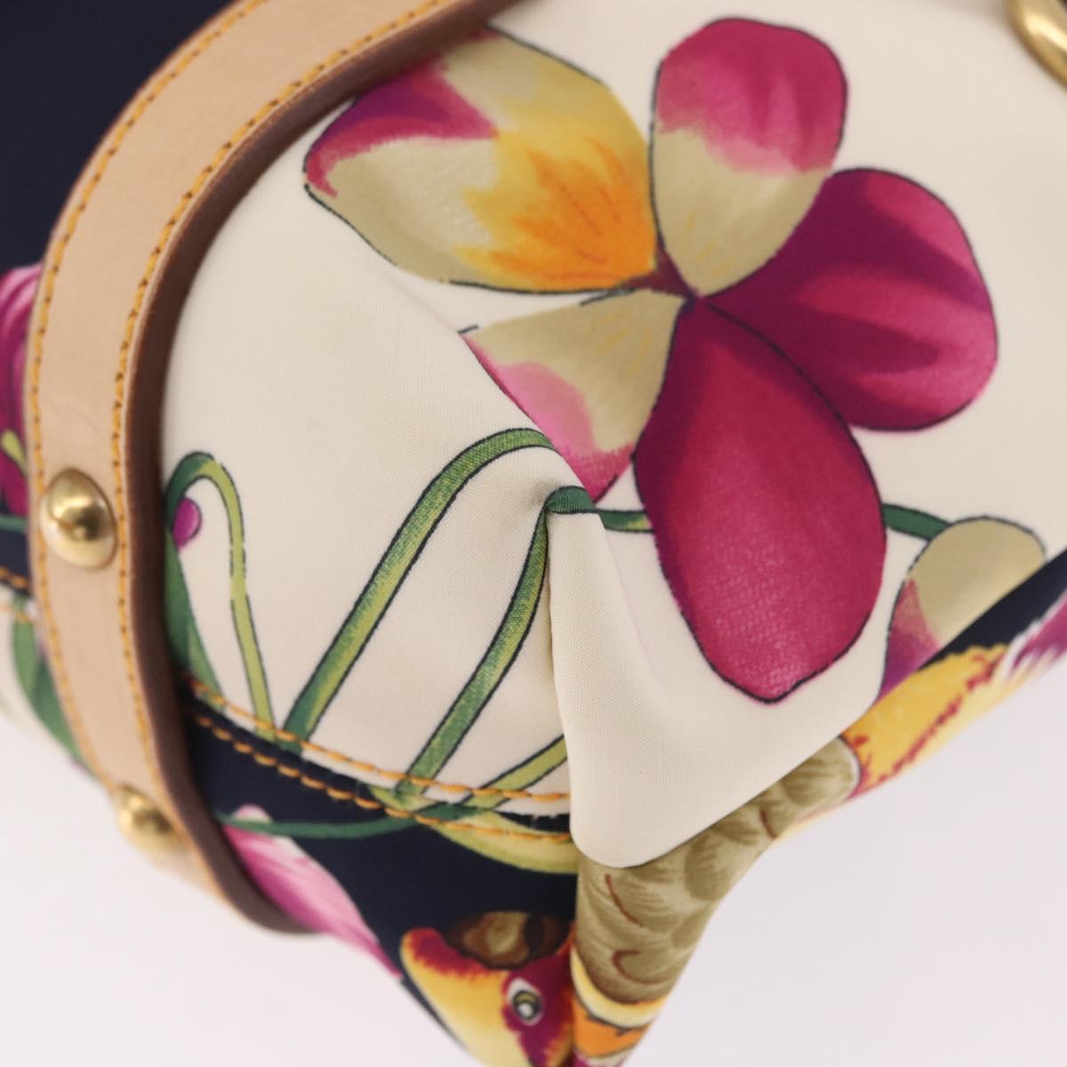 Salvatore Ferragamo Hand Bag Canvas Multicolor Gold Auth 190954