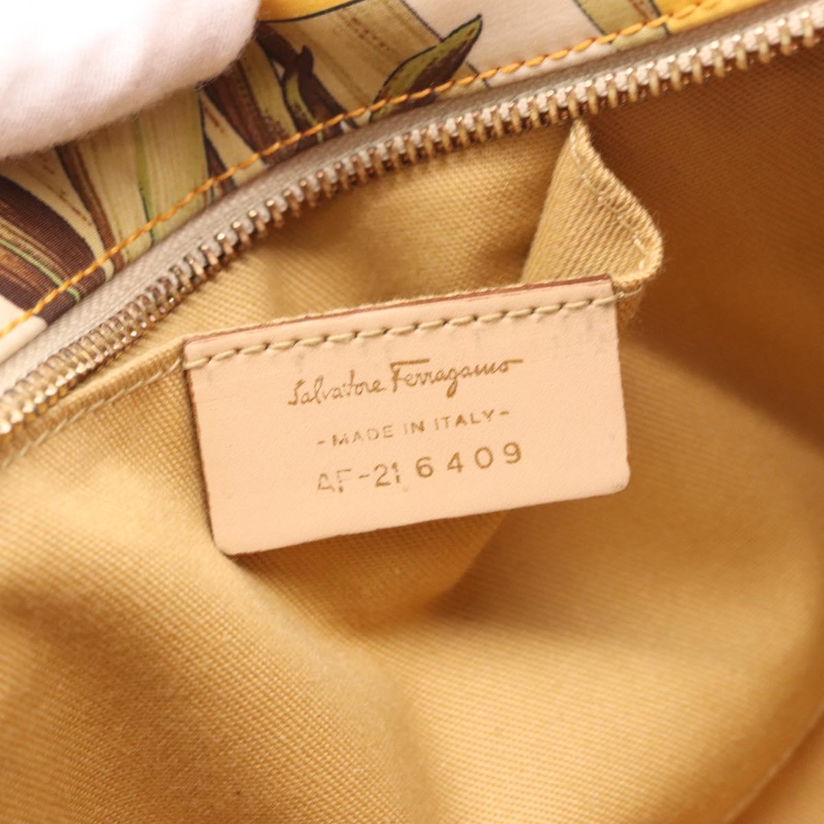 Salvatore Ferragamo Hand Bag Canvas Multicolor Gold Auth 190954