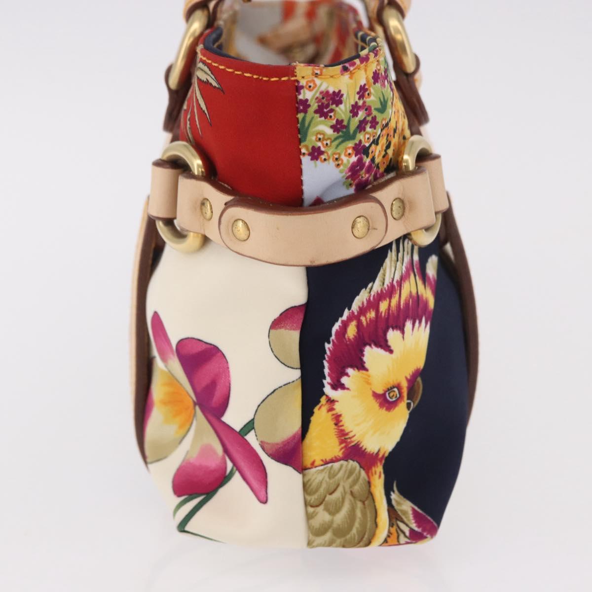 Salvatore Ferragamo Hand Bag Canvas Multicolor Gold Auth 190954