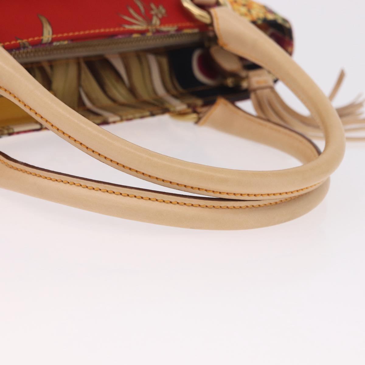 Salvatore Ferragamo Hand Bag Canvas Multicolor Gold Auth 190954