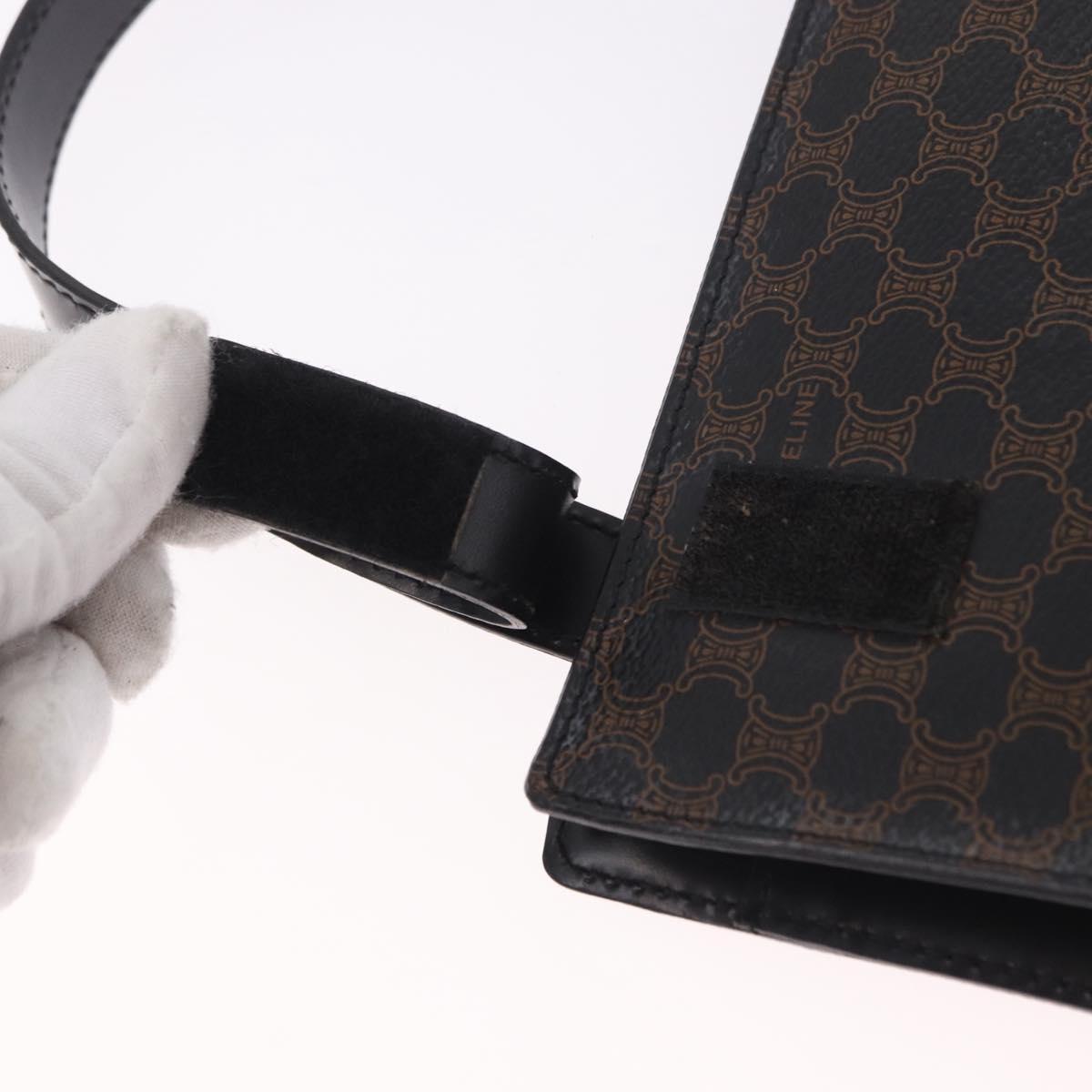CELINE Macadam Hand Bag PVC Leather Black Gold Auth 190956A