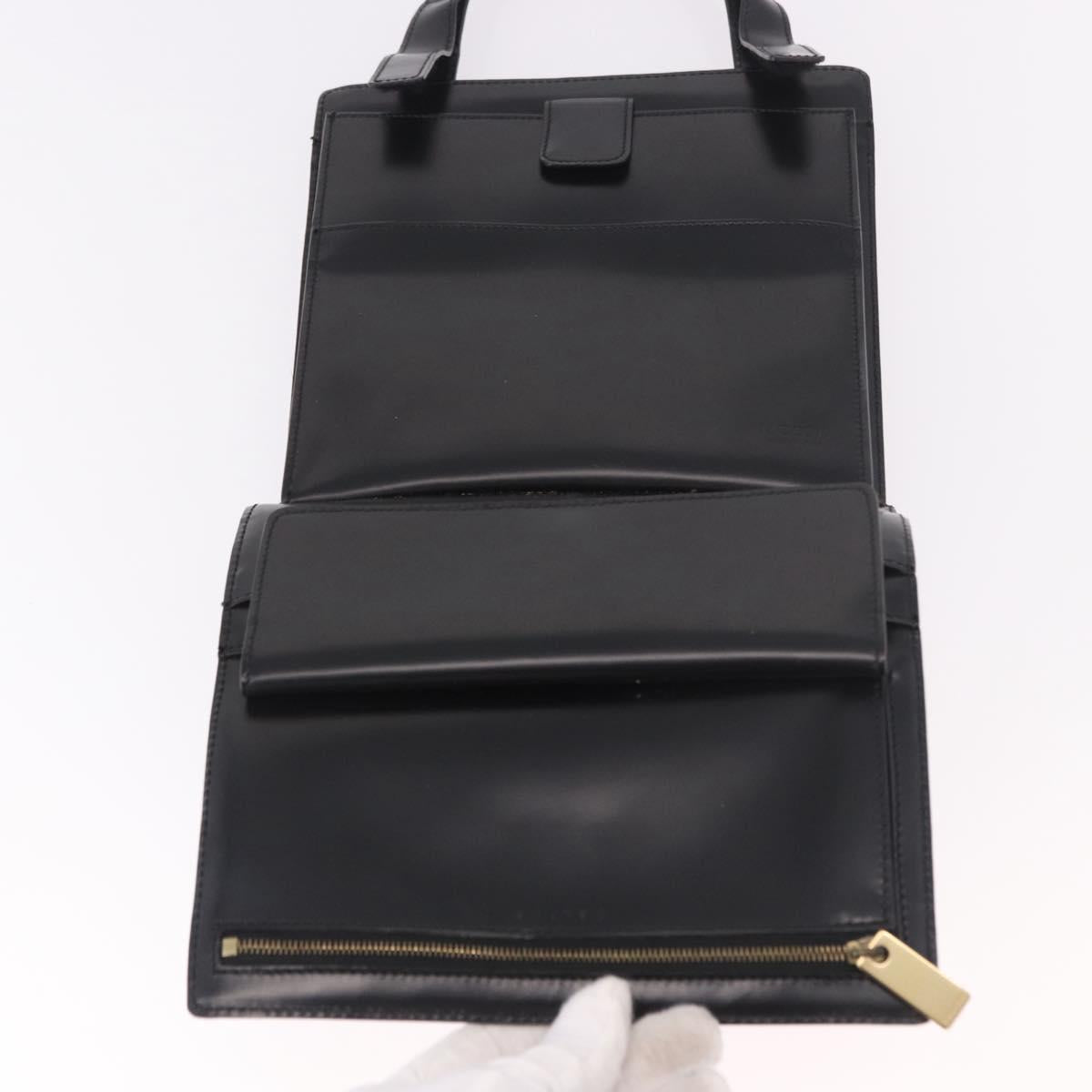 CELINE Macadam Hand Bag PVC Leather Black Gold Auth 190956A