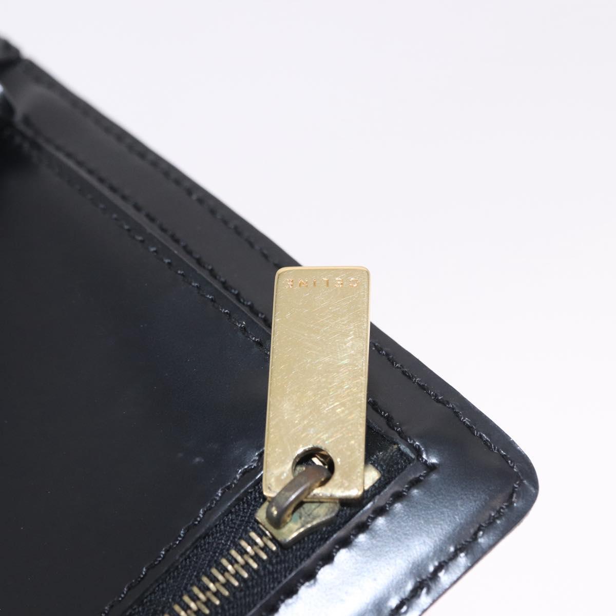 CELINE Macadam Hand Bag PVC Leather Black Gold Auth 190956A