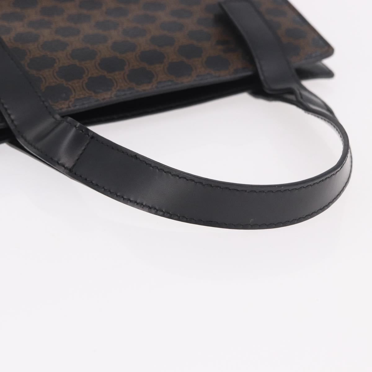 CELINE Macadam Hand Bag PVC Leather Black Gold Auth 190956A