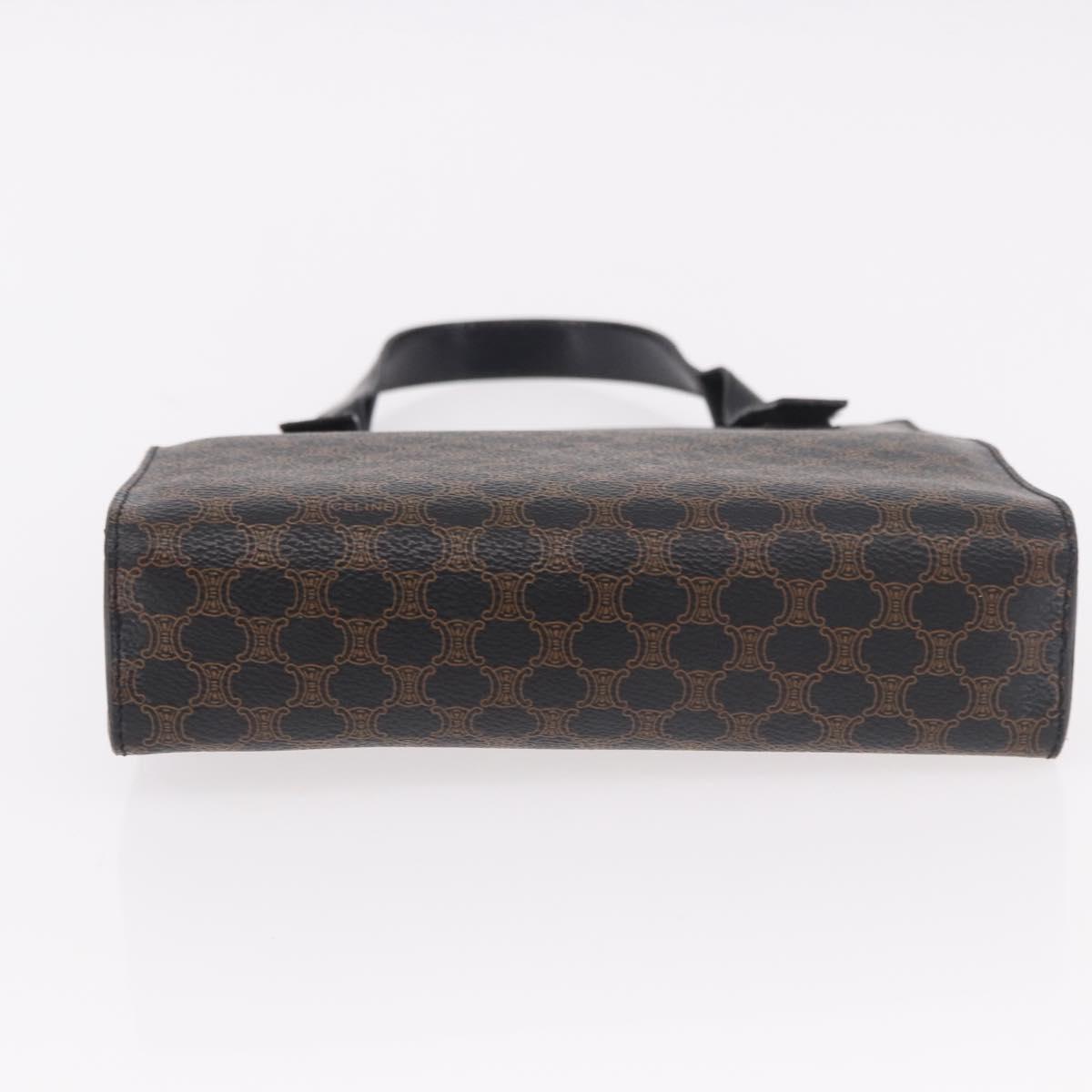 CELINE Macadam Hand Bag PVC Leather Black Gold Auth 190956A