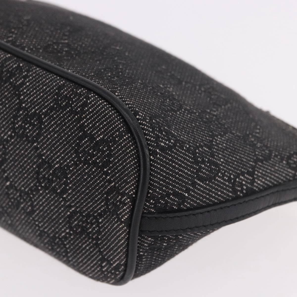GUCCI GG Canvas Accessory Pouch Black Gold 07198 Auth 190961A