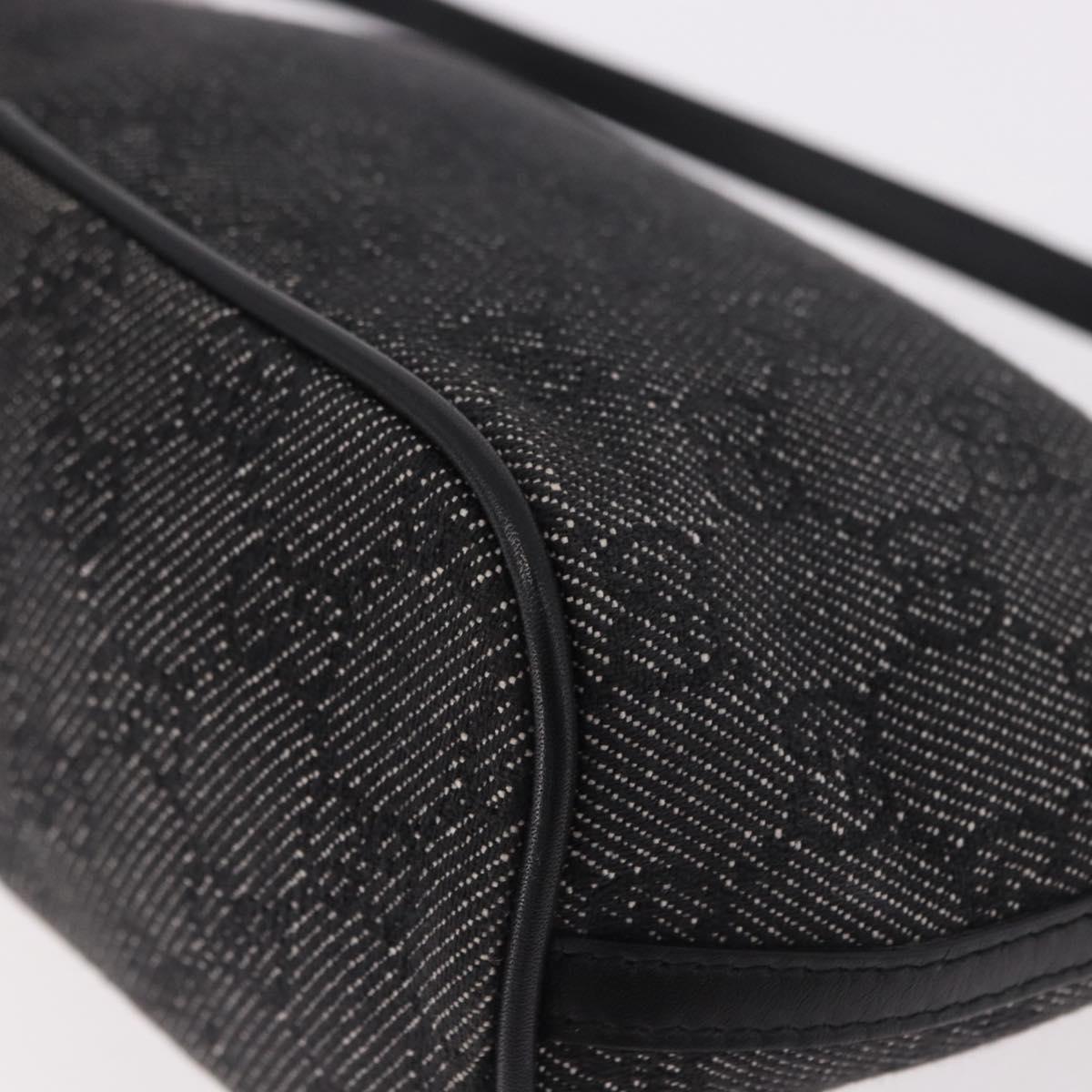 GUCCI GG Canvas Accessory Pouch Black Gold 07198 Auth 190961A