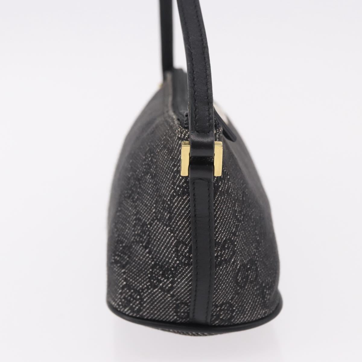 GUCCI GG Canvas Accessory Pouch Black Gold 07198 Auth 190961A