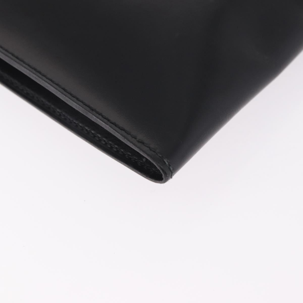 HERMES Pochetto Rio Clutch Bag Leather Black Gold Auth 190962M
