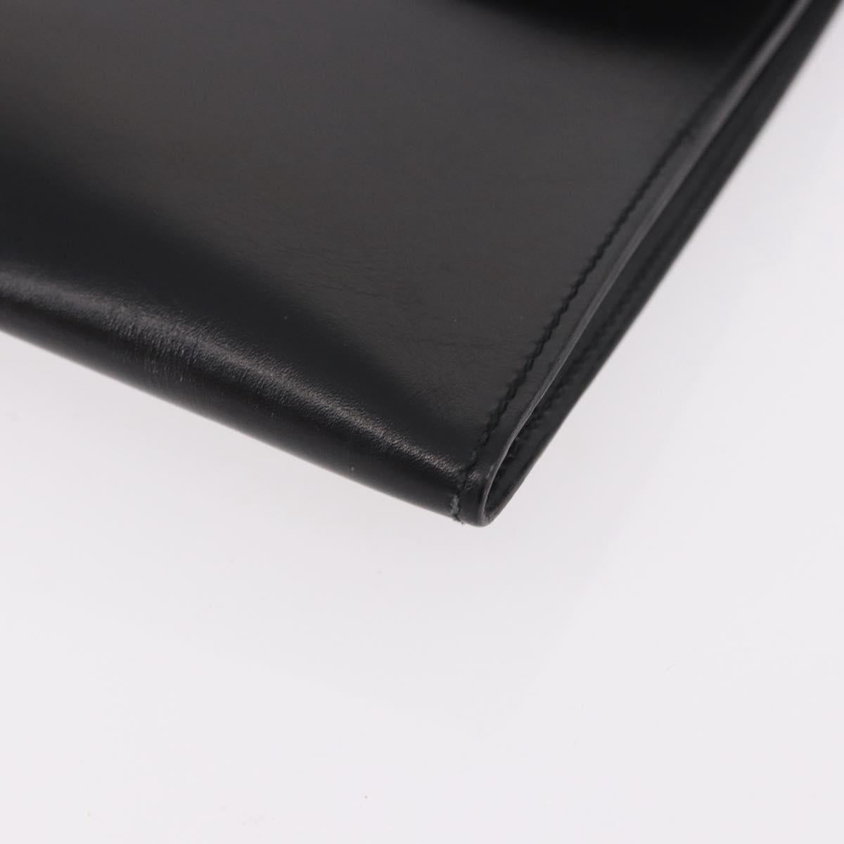 HERMES Pochetto Rio Clutch Bag Leather Black Gold Auth 190962M